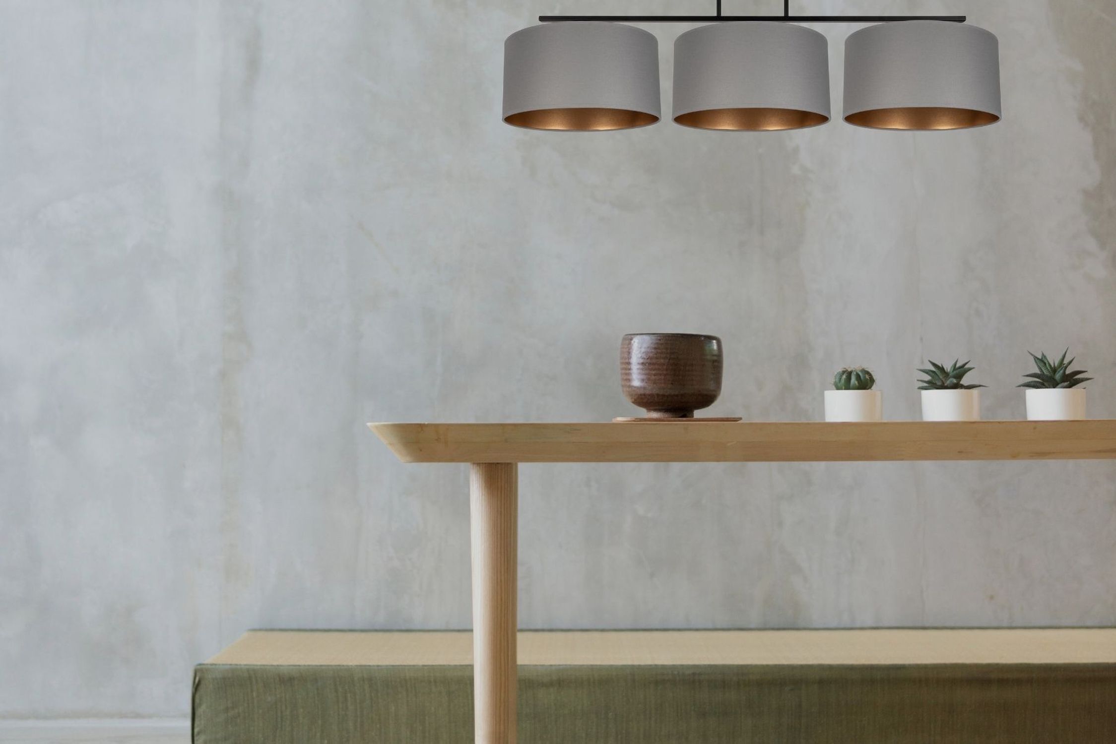 Blendarme Lampe de plafonnier tissu graphite or E27 3-flamme Lampe, Pflanze