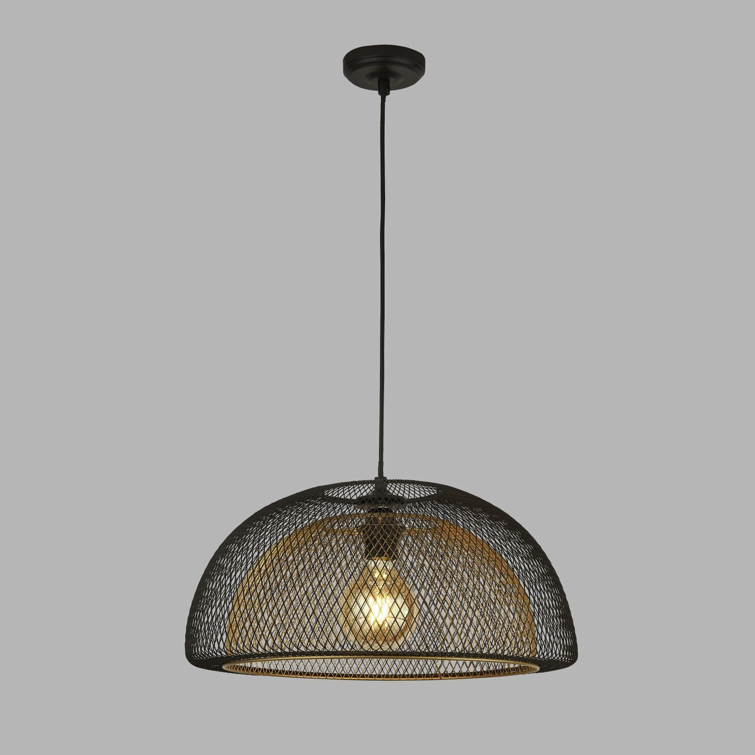 Lampe à suspendre métal E27 D : 45,5 cm en noir or