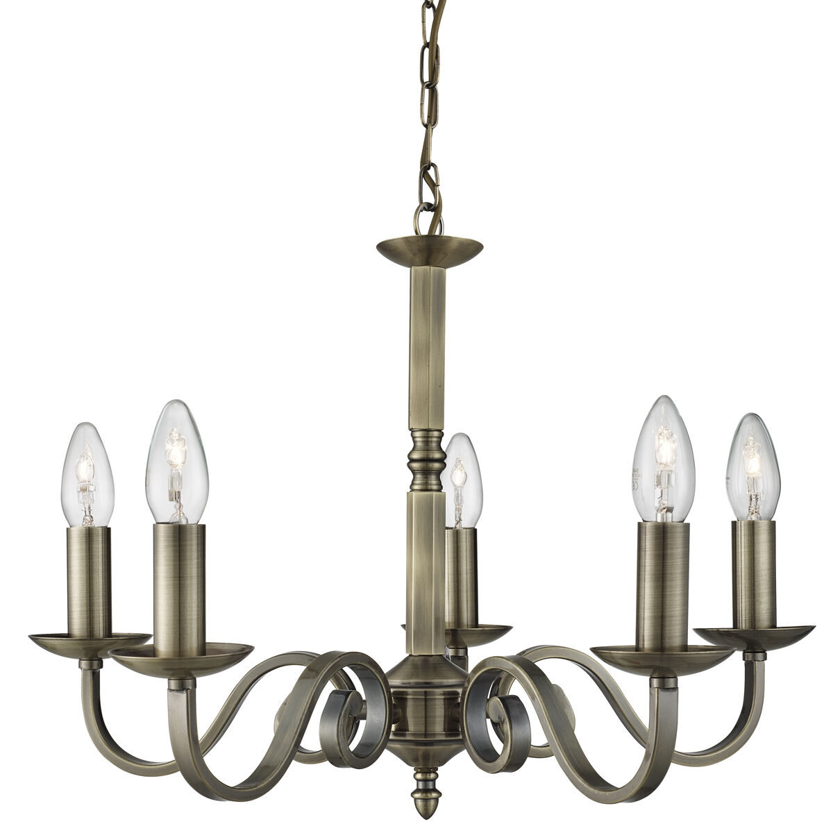 chandelier, Beleuchtung, Metall, Kerzenstil, fünf Leuchten