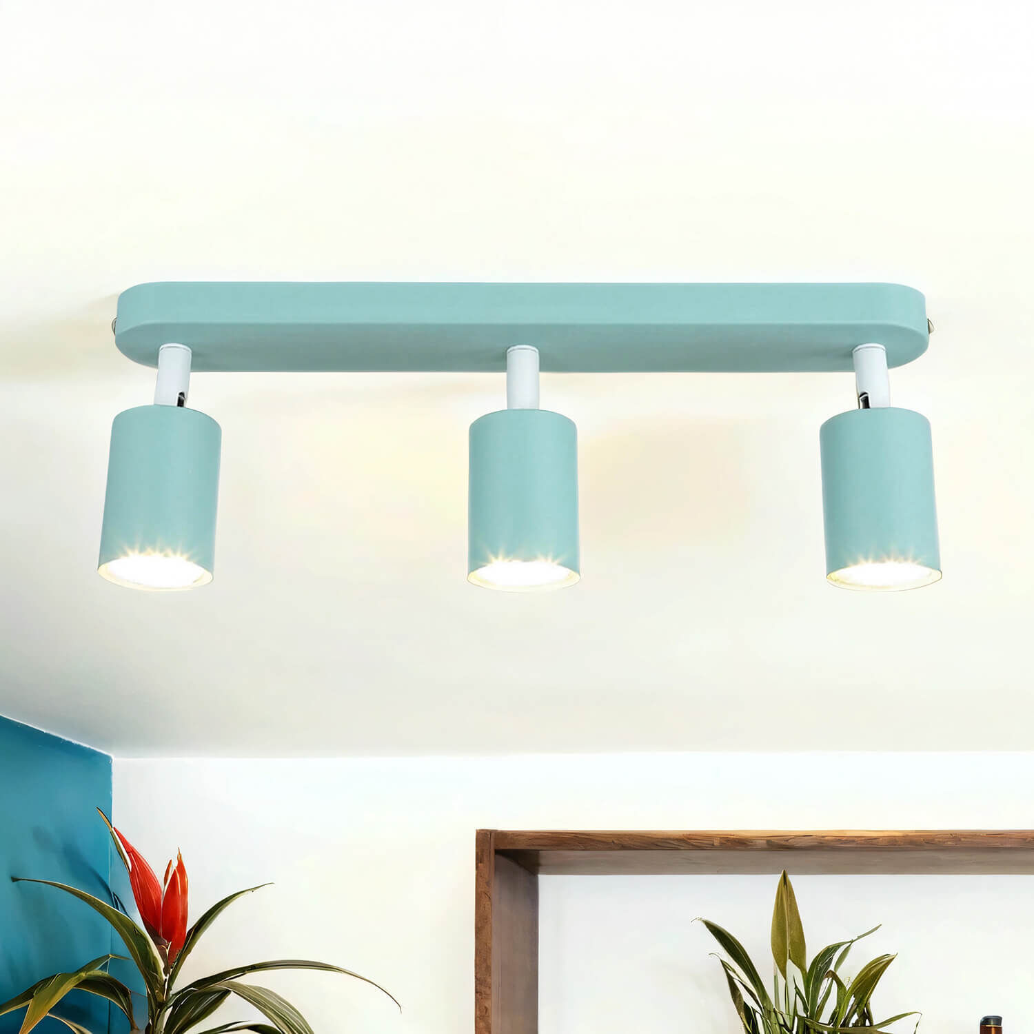 Kinderzimmerlampe Decke Mint L: 52 cm Metall 3-flammig GU10 Deckenleuchte, Leuchte