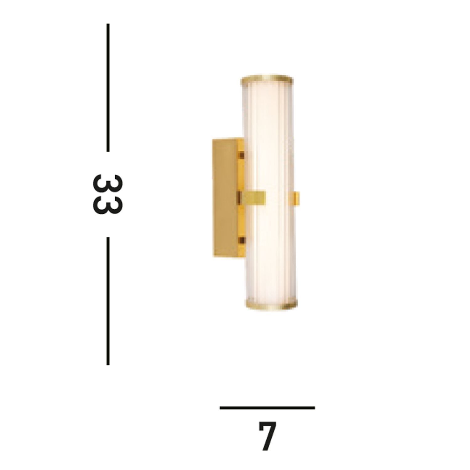 LED Wandleuchte Metall Glas IP44 H:32,5 cm in Gold Weiß