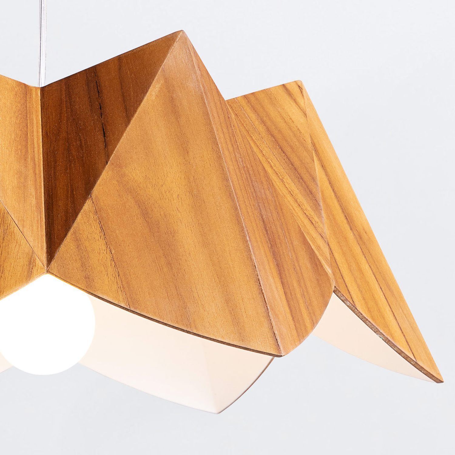 Außergewöhnliche Hängelampe Holz Furnier Teak B: 46 cm E27