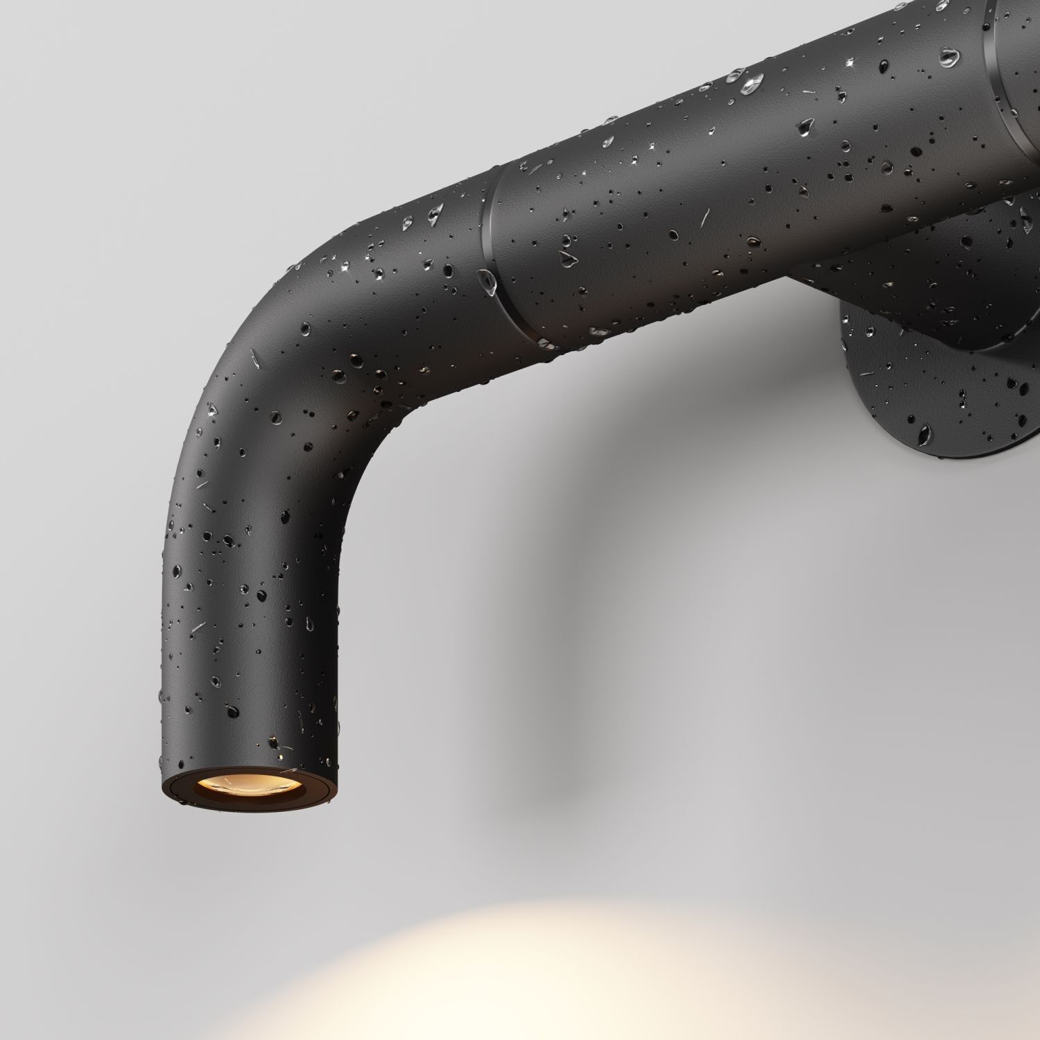 Waschtischarmatur, Wandarmatur, Metalloberfläche, mattschwarz, Rundbogen