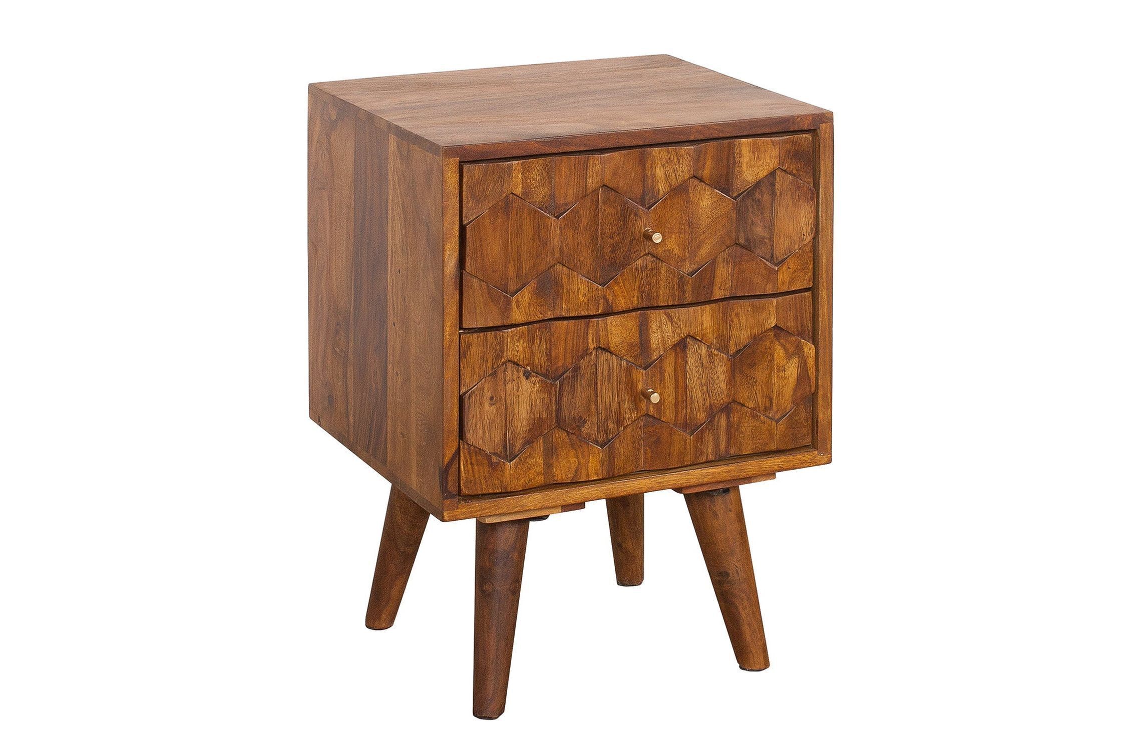 Nachttisch mit Schublade Sheesham Holz in Natur 40x35 cm