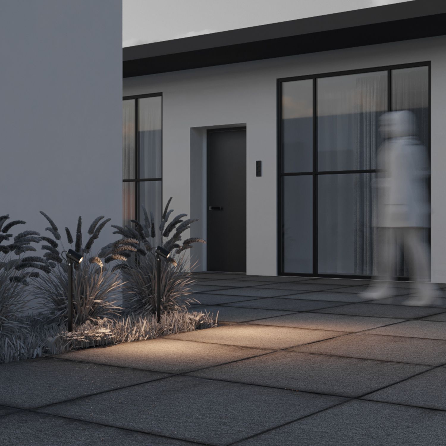 Lampe d'extérieur aluminium verre GU10 IP65 hauteur 60 cm noir Tür, Fußboden, Erwachsener, Mann, Person