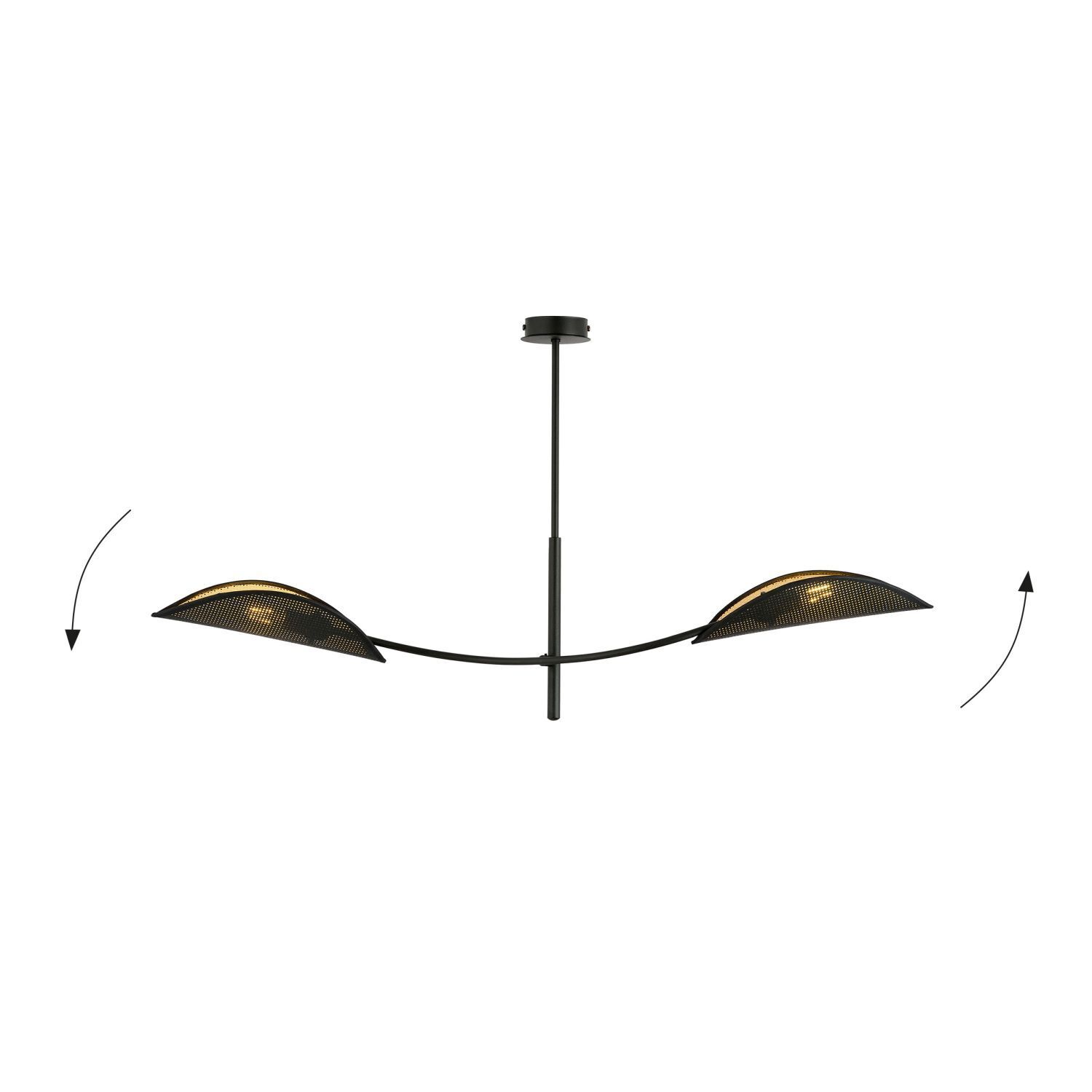 Plafonnier tissu métal 103 cm de long pivotant en noir or
