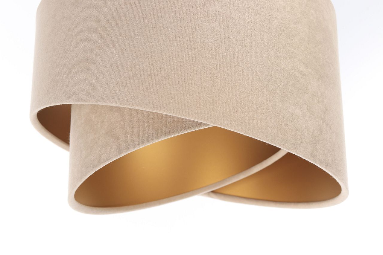 Lampe à suspendre tissu table à manger 3 flammes en blanc beige or E27