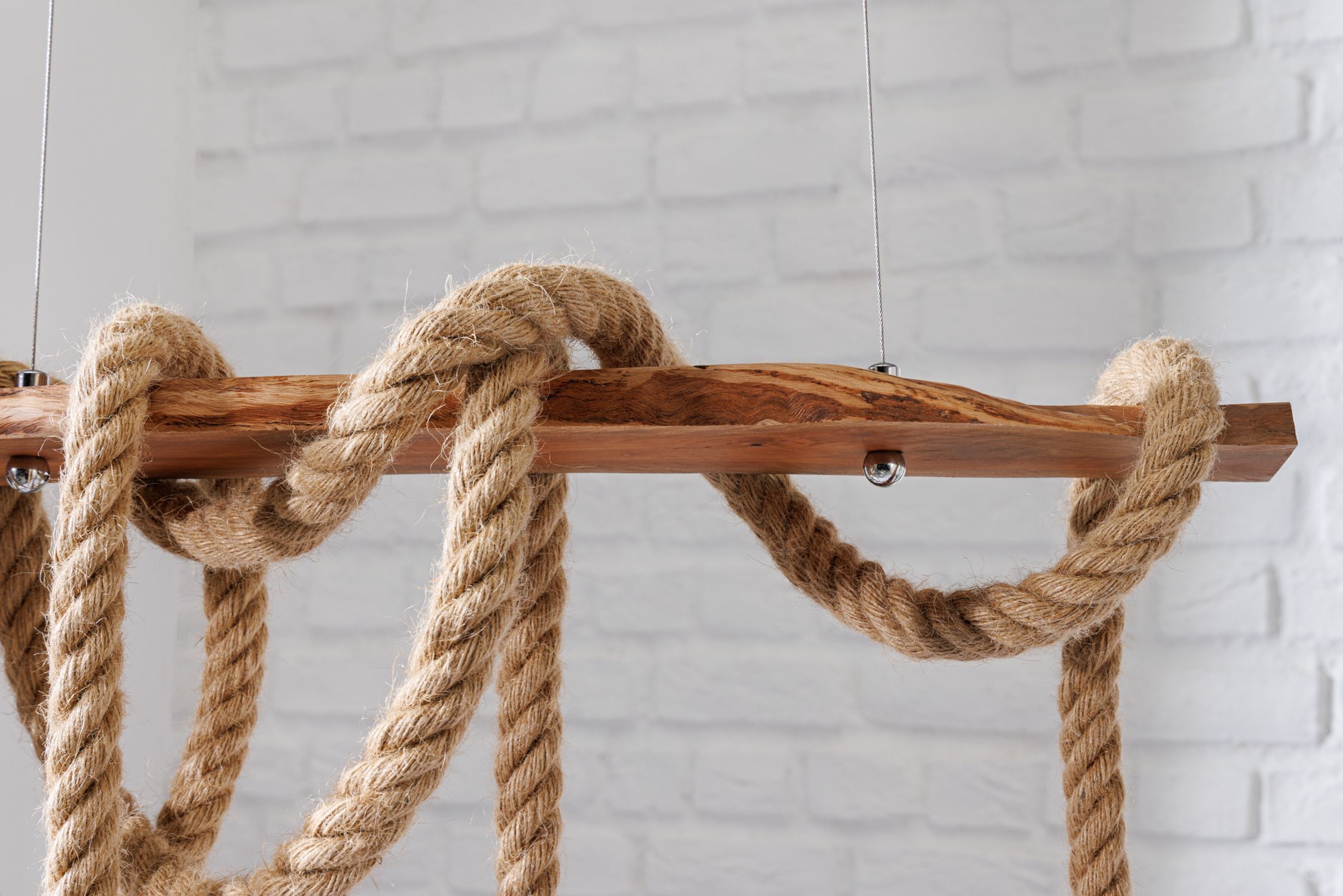 Natürliche Pendelleuchte Natur 5-flammig L:90 cm E27 Seil