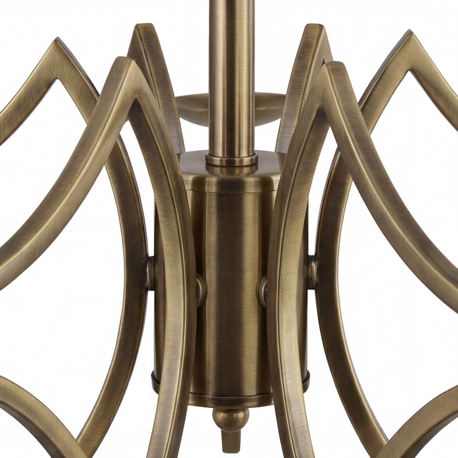 Kronleuchter Esszimmer Ø 56 cm in Messing antik 6-armig E14 Kronleuchter, Messing, Metall, gekrümmte Arme, zentraler Stiel