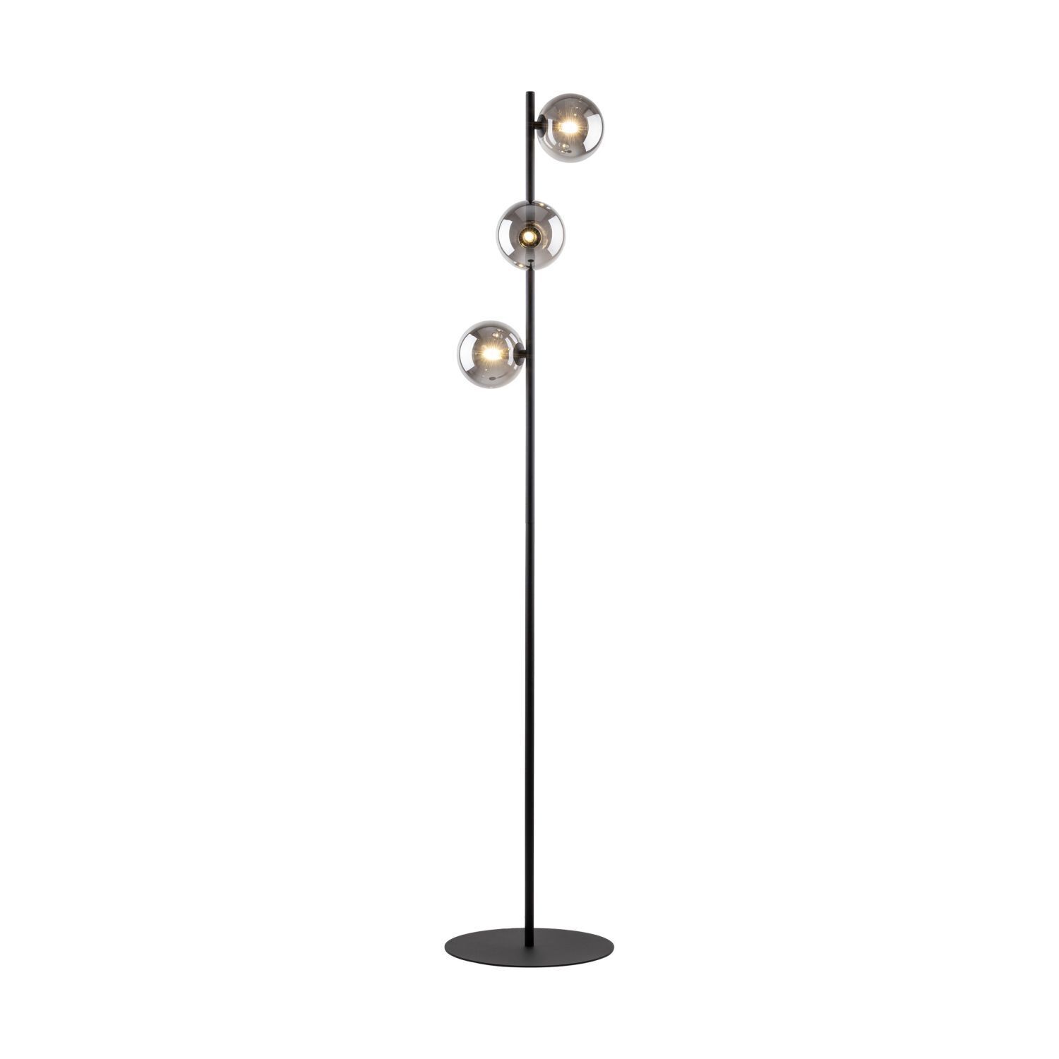 Lampadaire 151 cm verre fumé métal gris noir 3x G9 Lampe