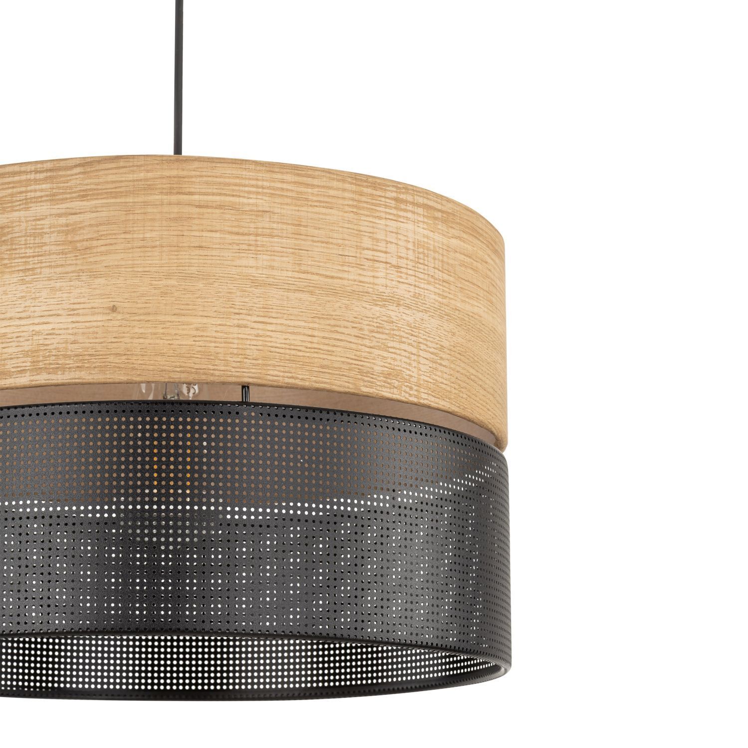 Lampe à suspendre réglable E27 Ø 38 cm Noir Naturel CANTU