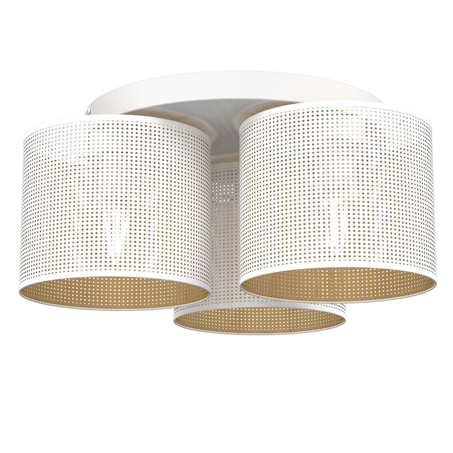 Deckenlampe Metall Ø45 cm rund E27 Loft in Weiß Gold Deckenleuchte, Lampe