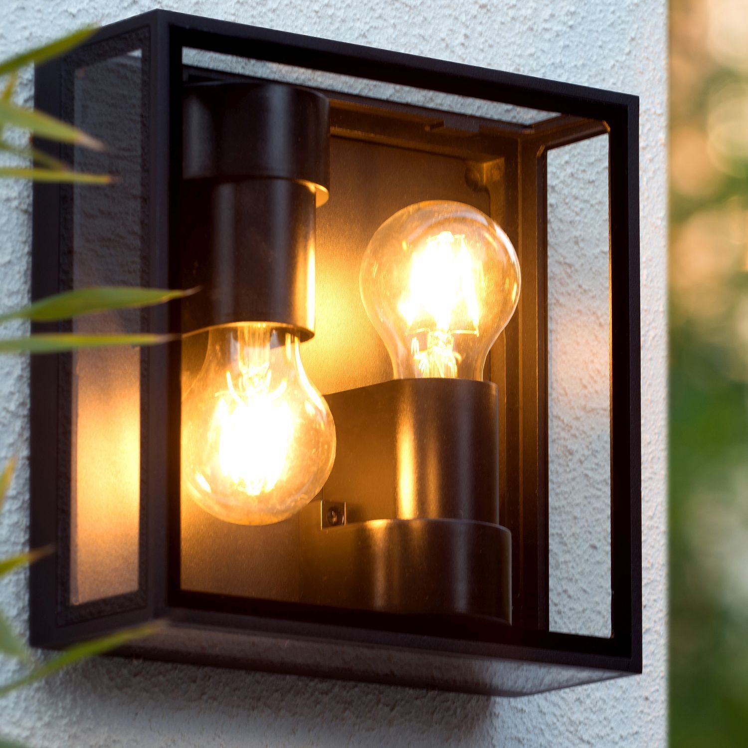 Deckenlampe Außen Metall Schwarz IP65 B:22 cm edel außenwand-lampe, wandlampen, glühbirne, schwarz, modern