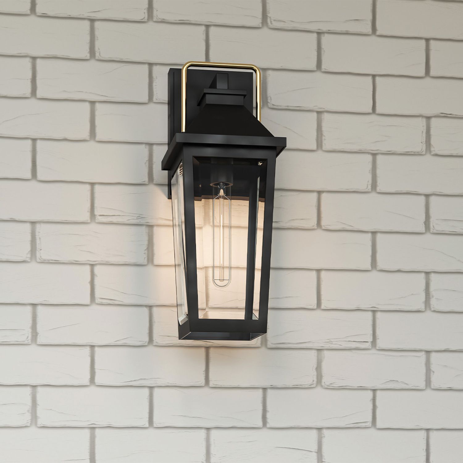 Außenlampe Wand Schwarz E27 IP44 H: 42,9 cm Rustikal Lampe
