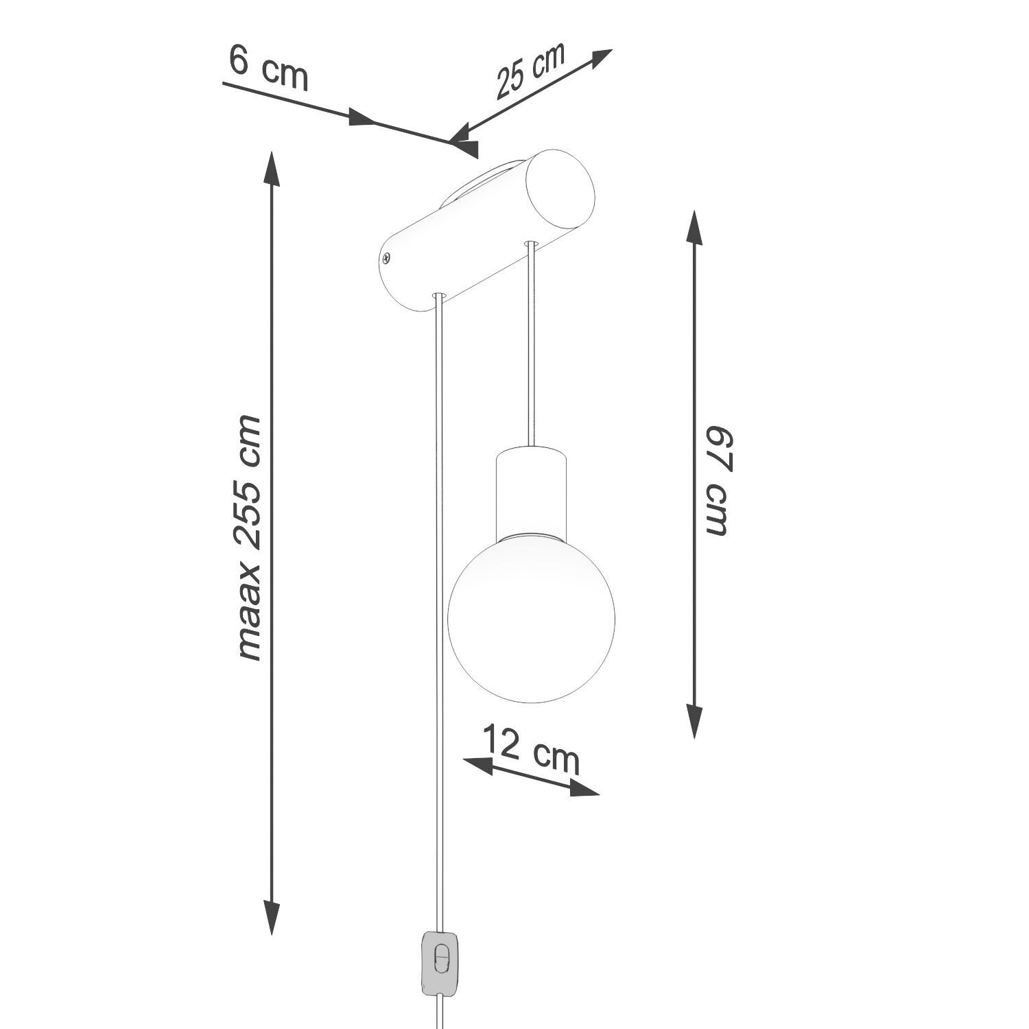 Pendelleuchte, Wandsystem, Glühbirne, Kabellänge, Aufhängung