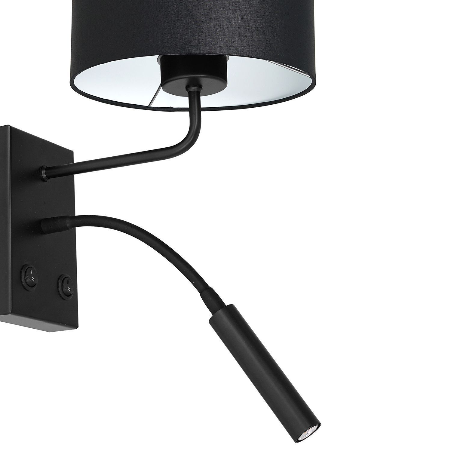 Wandlampe Schwarz Weiß Stoff Lesearm E27 G9 wohnlich