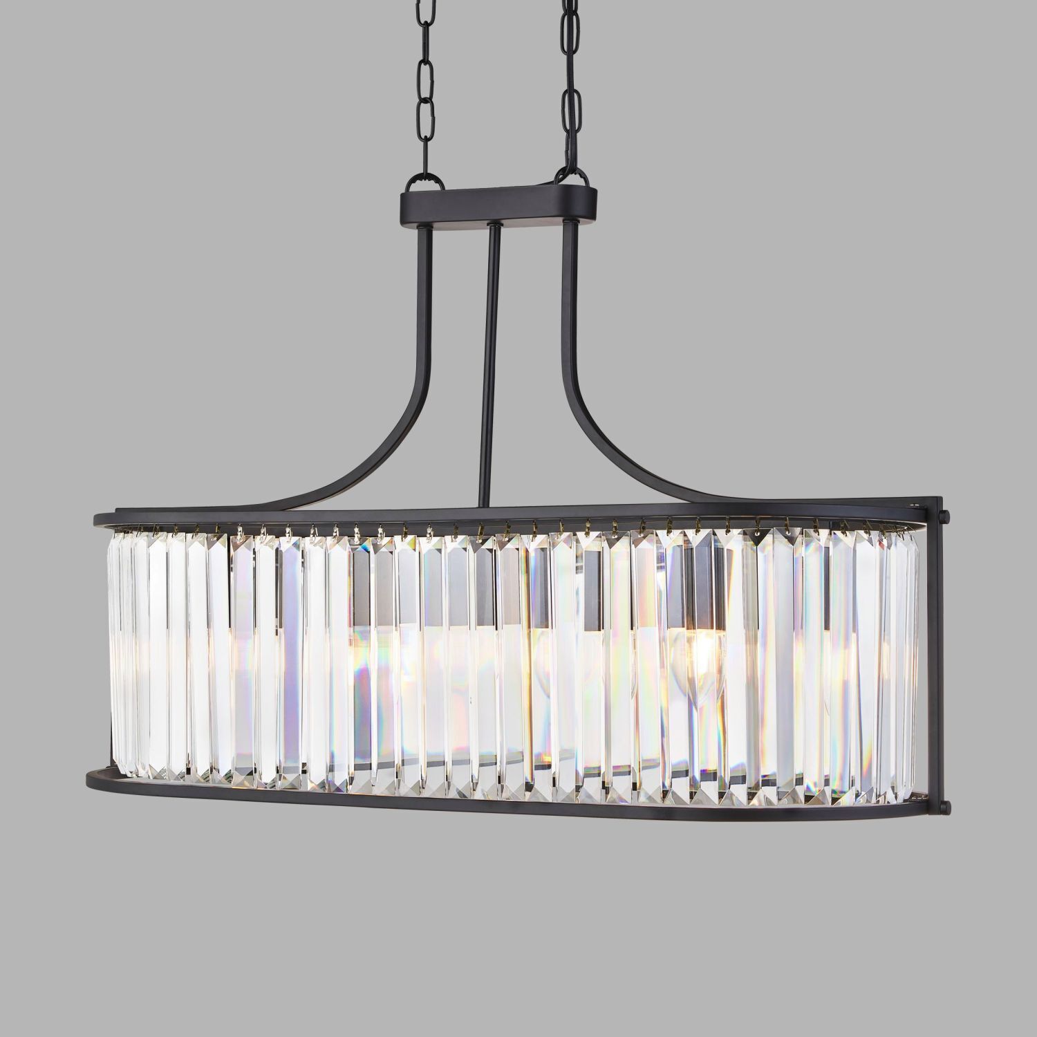 Hängelampe Kristall 78 cm lang 5x E14 Metall Glas