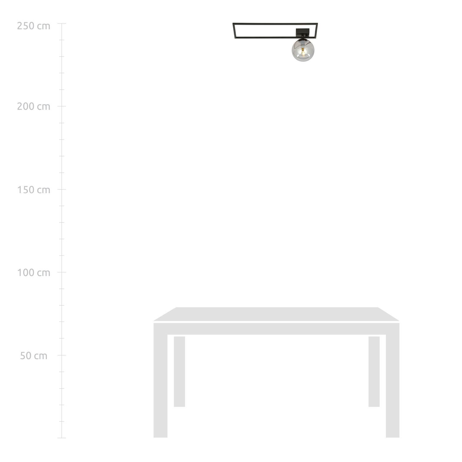 Deckenlampe Kugelschirm L: 50 cm Schwarz Grau E14 Glas Metall Deckenlampe Kugelschirm L: 50 cm Schwarz Grau E14 Glas Metall