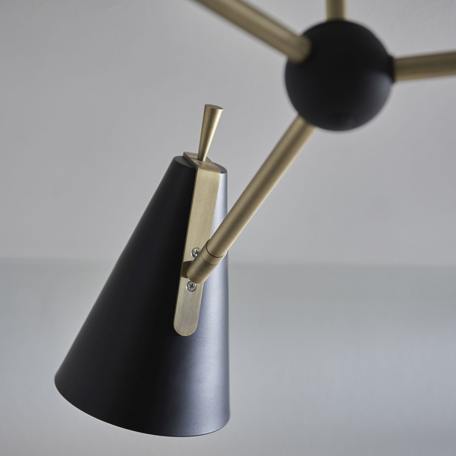 Deckenlampe Metall B: 83 cm in Schwarz Messing 3-flammig E14