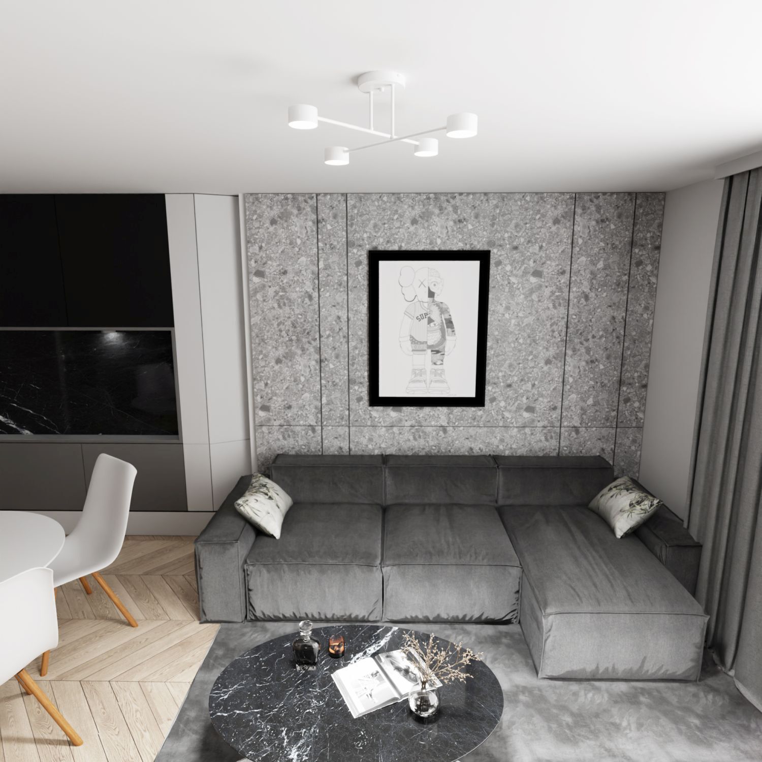 Deckenlampe Weiß Metall GX53 4-flammig akzentuiert Dekoration für Zuhause, Couch, Mobiliar, Wohnzimmer, Innenarchitektur
