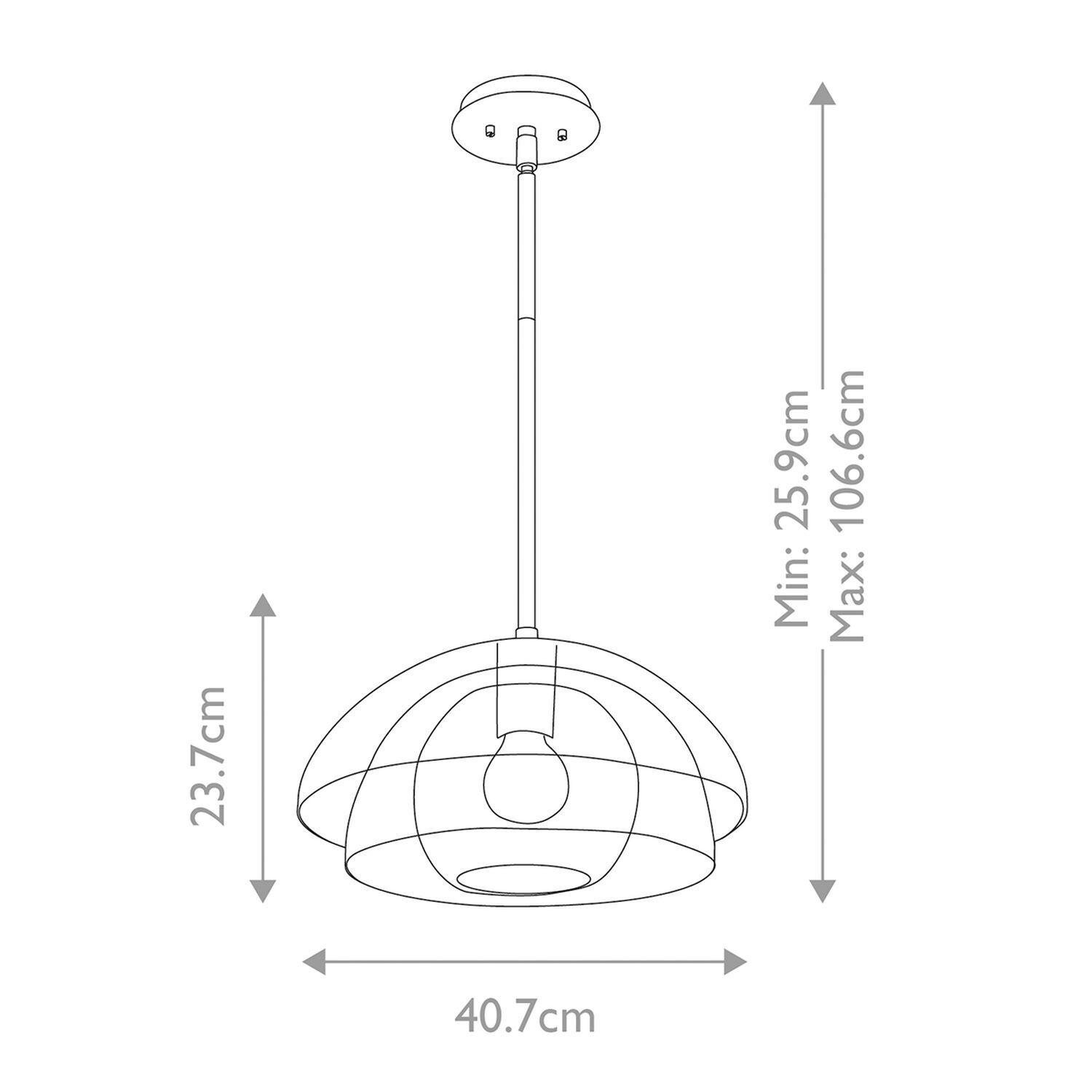 Suspension table à manger verre Ø 40,7 cm H : max. 106,6 cm E27