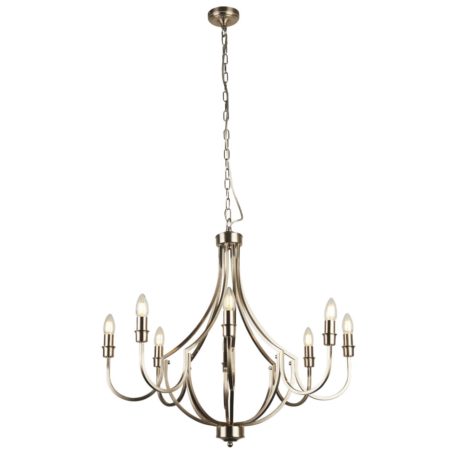 Kronleuchter Rustikal Ø 75 cm in Silber matt 8x E14