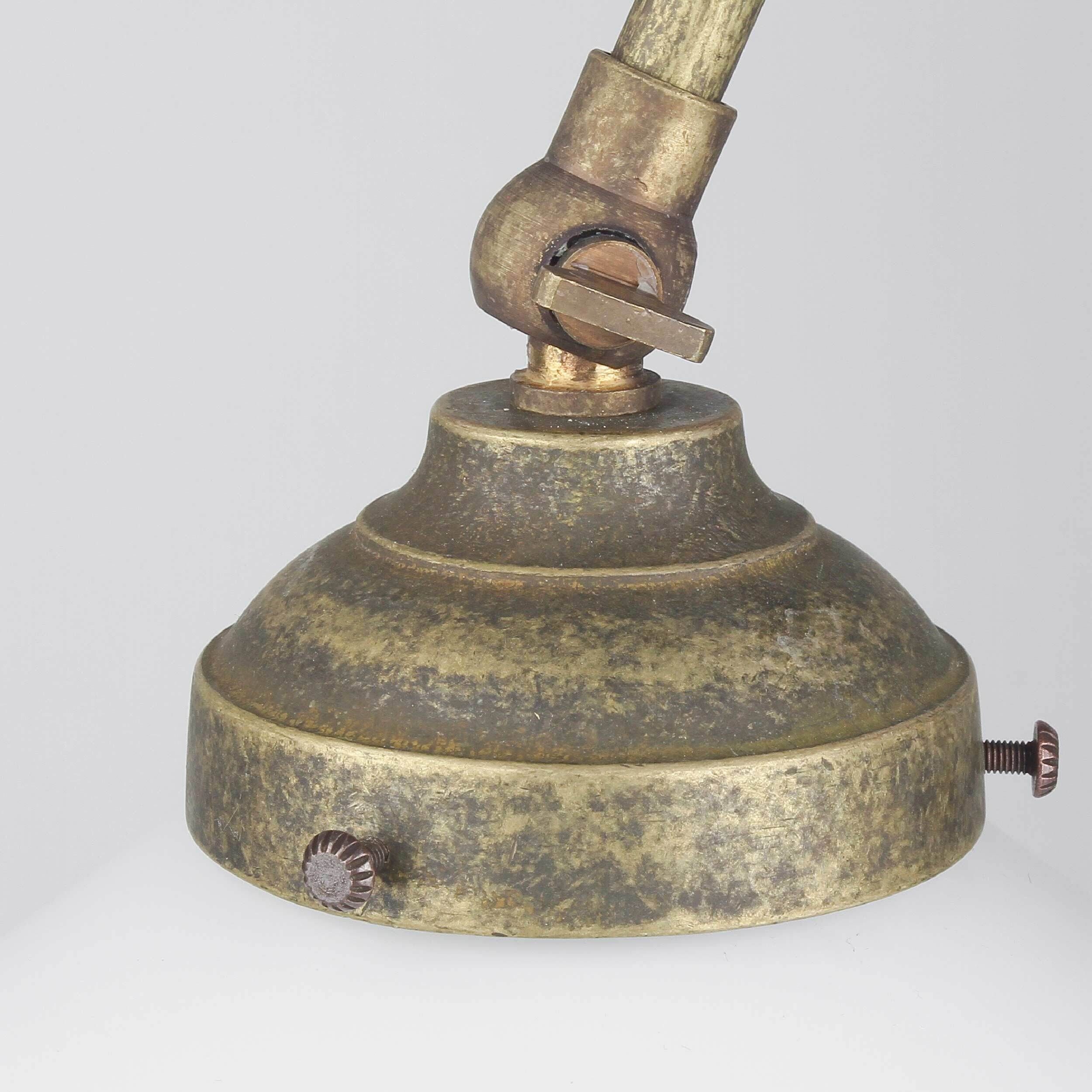 Tischlampe Schreibtisch aus Messing Glas 49 cm E14 in Antik Bronze