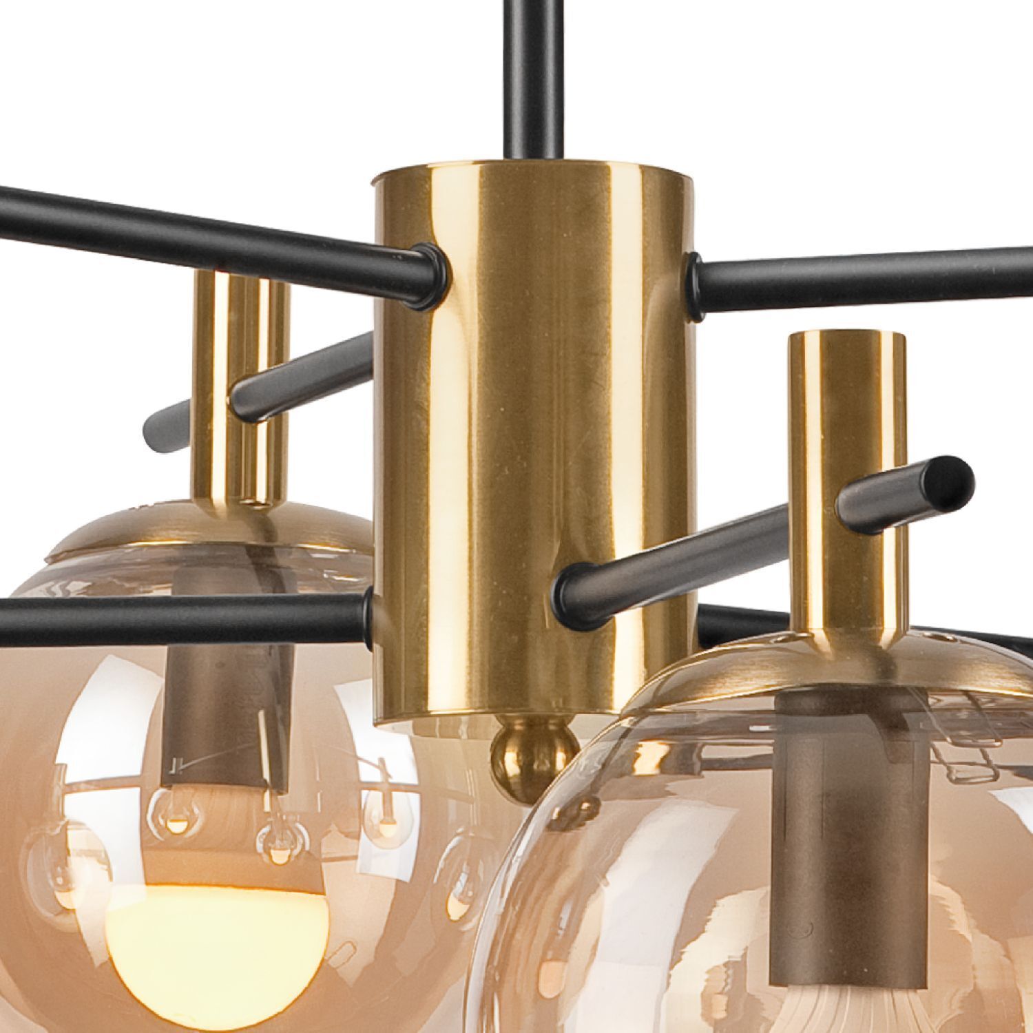 Deckenlampe Glas Metall in Gold Schwarz 6-flmg Modern Chandelier, Gold, Glass globe, Industrial, Ceiling light