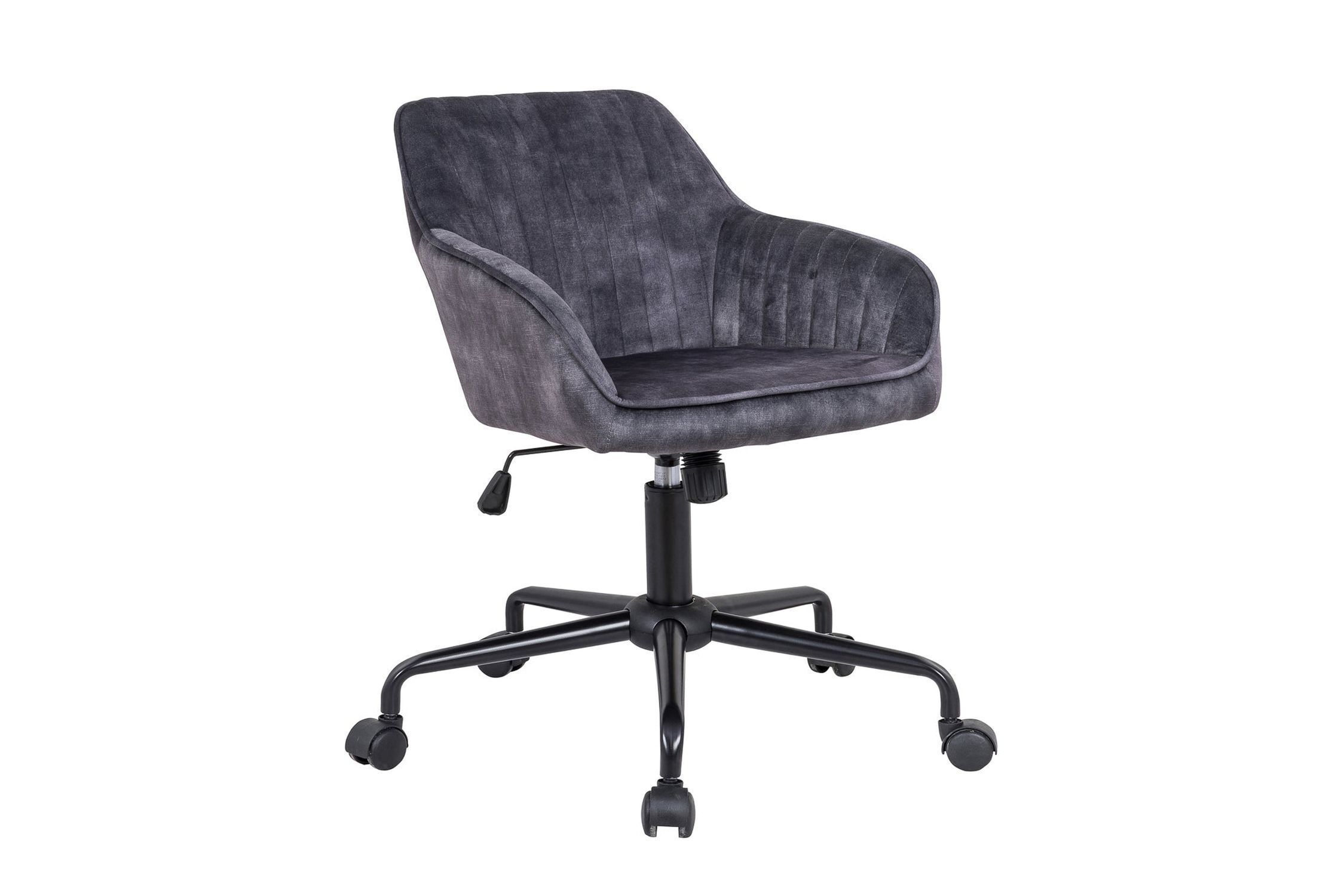 Chaise de bureau velours métal gris noir réglable en hauteur