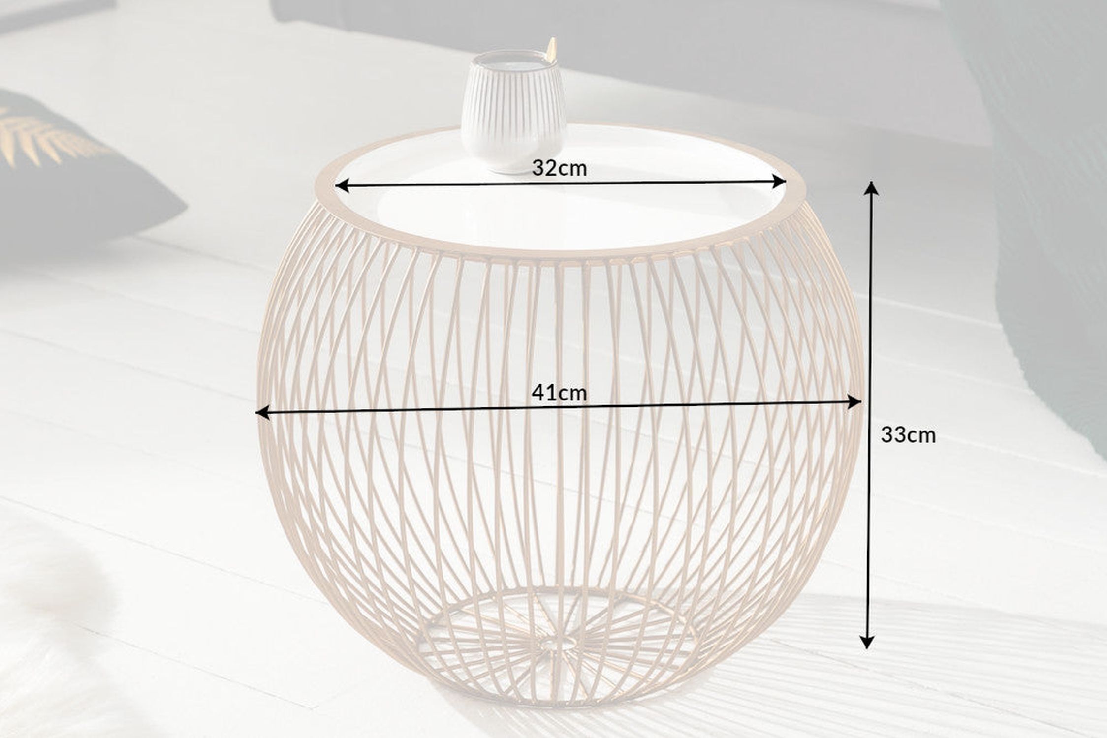 Table basse en métal doré 41x41 cm fait main avec plateau Töpferei, Lampe, Kugel, Porzellan, Glas