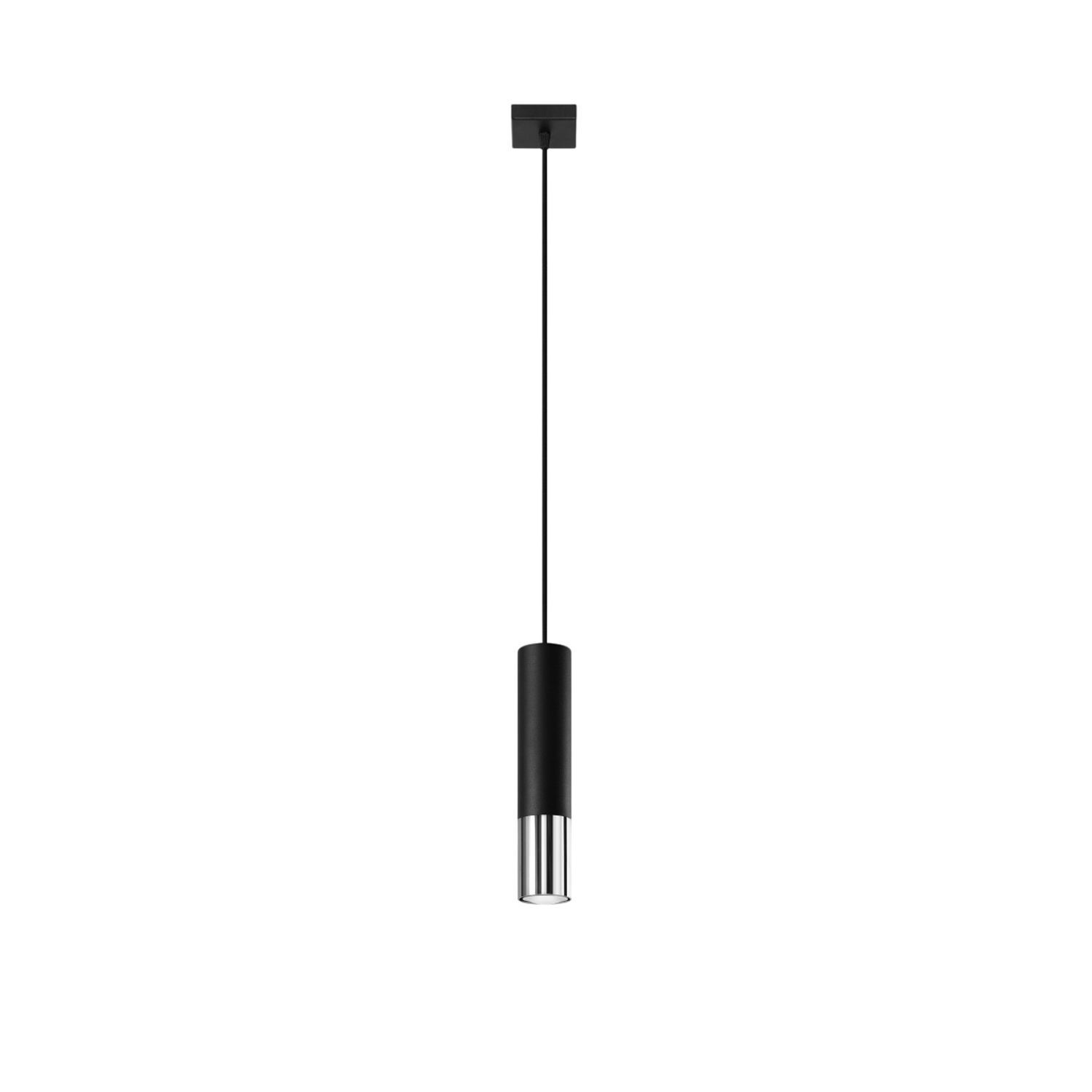 Hängelampe EDYTH Schwarz Chrom Metall Ø 5 cm schmal GU10
