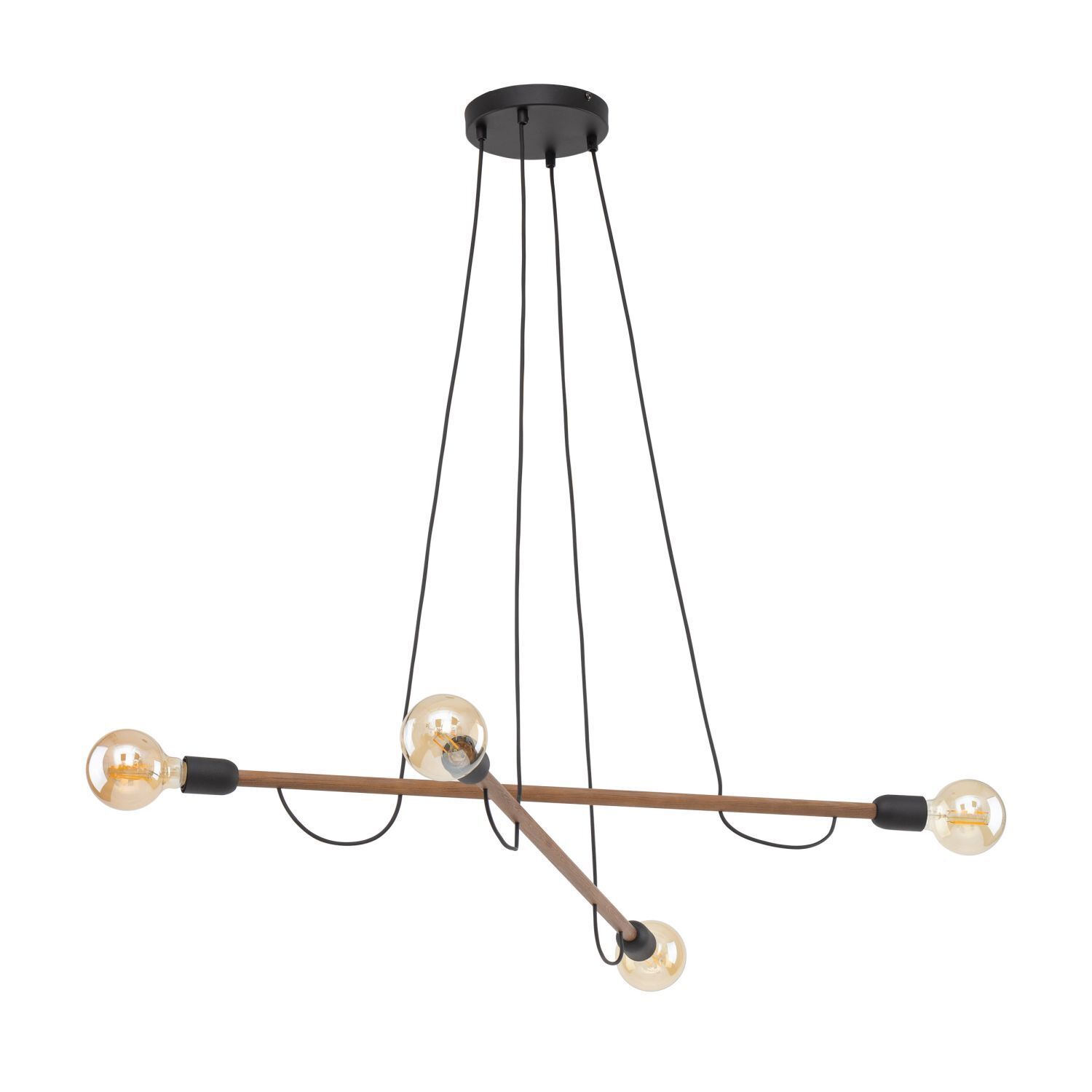 Suspension réglable bois métal L : 93 cm 4x E27