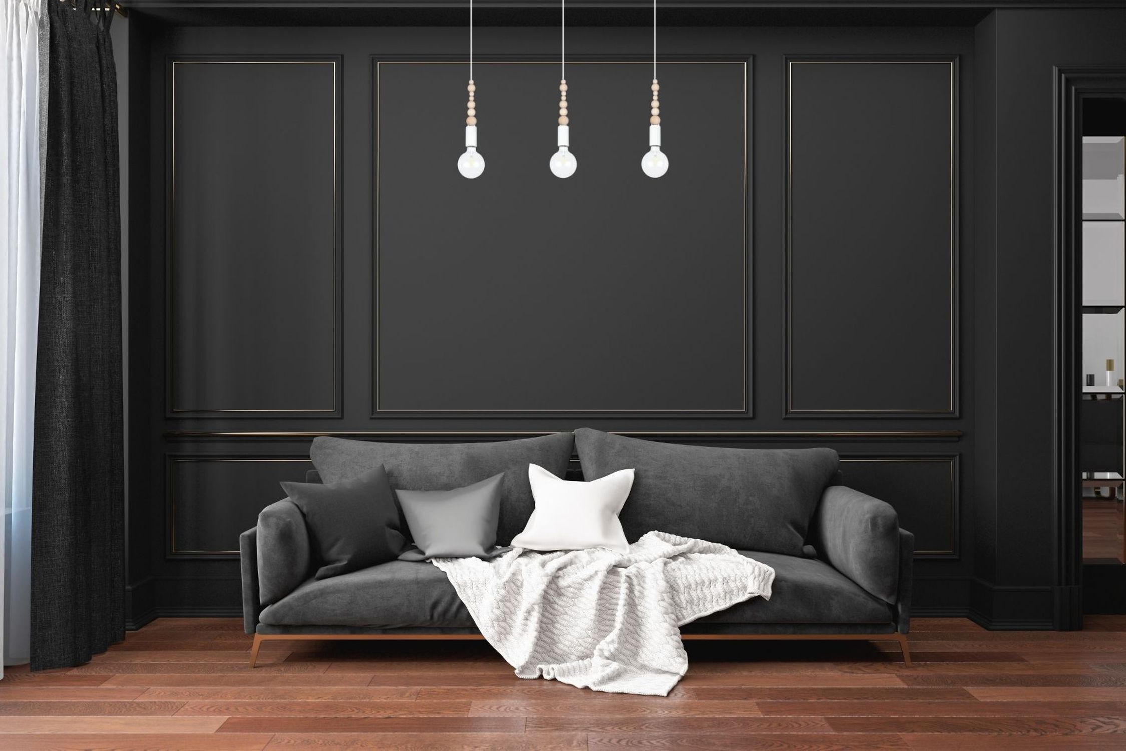 Innenarchitektur, Kissen, Dekoration für Zuhause, Wohnzimmer, Holzpaneele