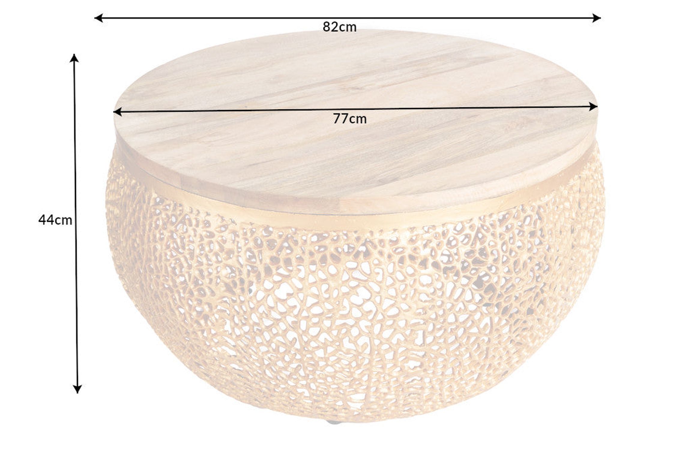 Table basse mangue bois métal en naturel or Ø 80cm artisanale Moebel, Tabelle, Kaffeetisch