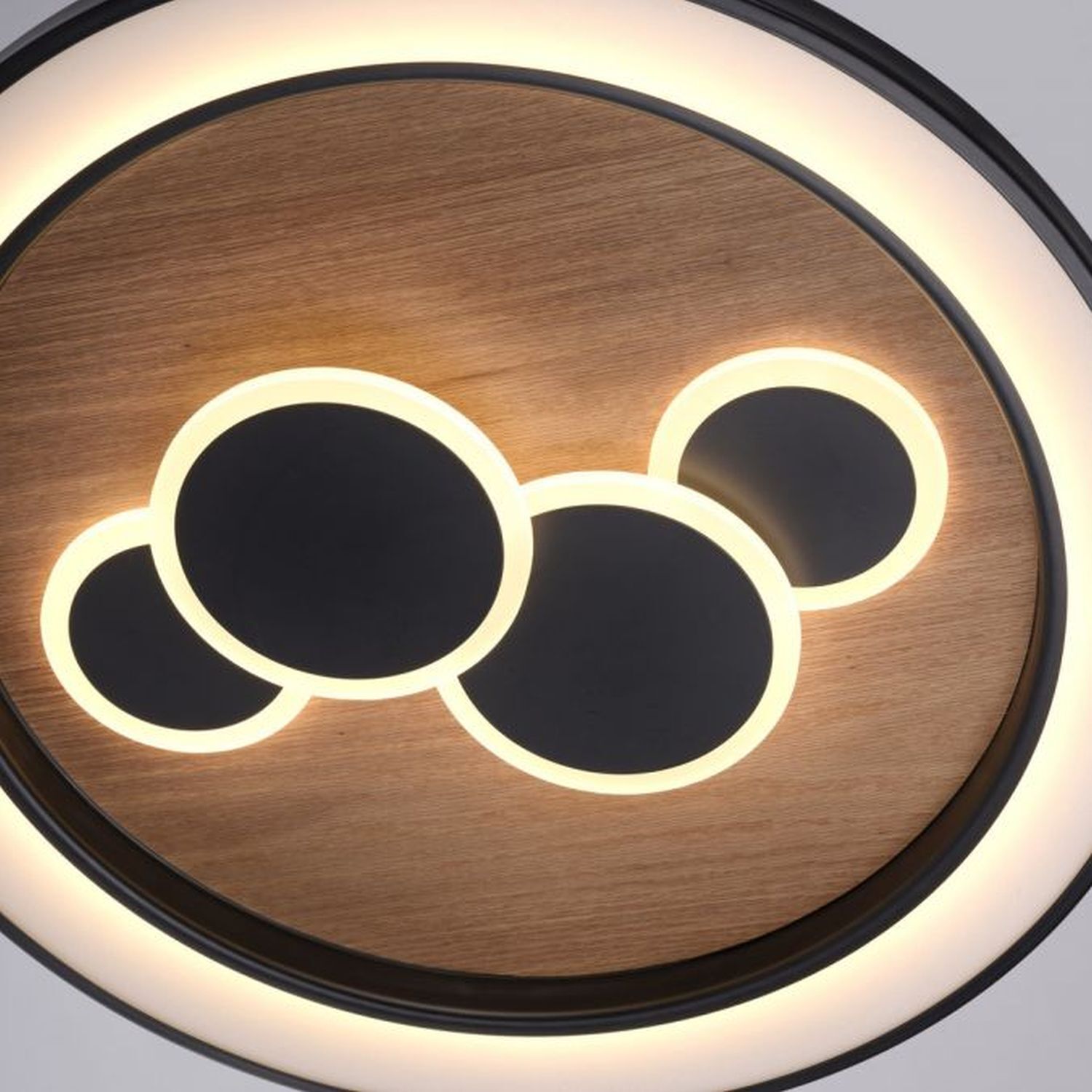 LED Deckenlampe rund Holz Schwarz Serienschalter 3000 K LED Deckenlampe rund Holz Schwarz Serienschalter 3000 K