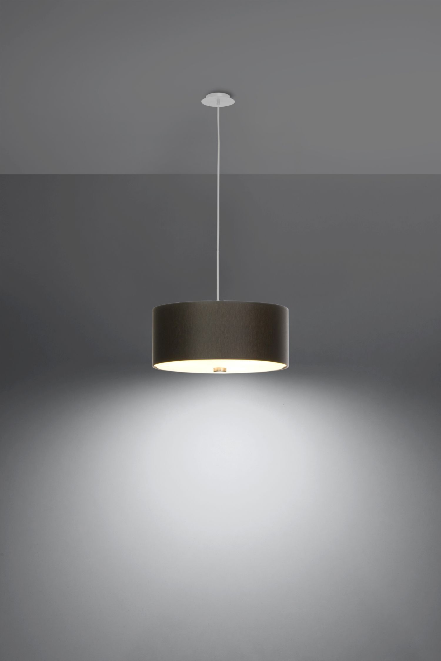 Lampe à suspendre noire Ø 30 cm rond tissu verre 3x E27