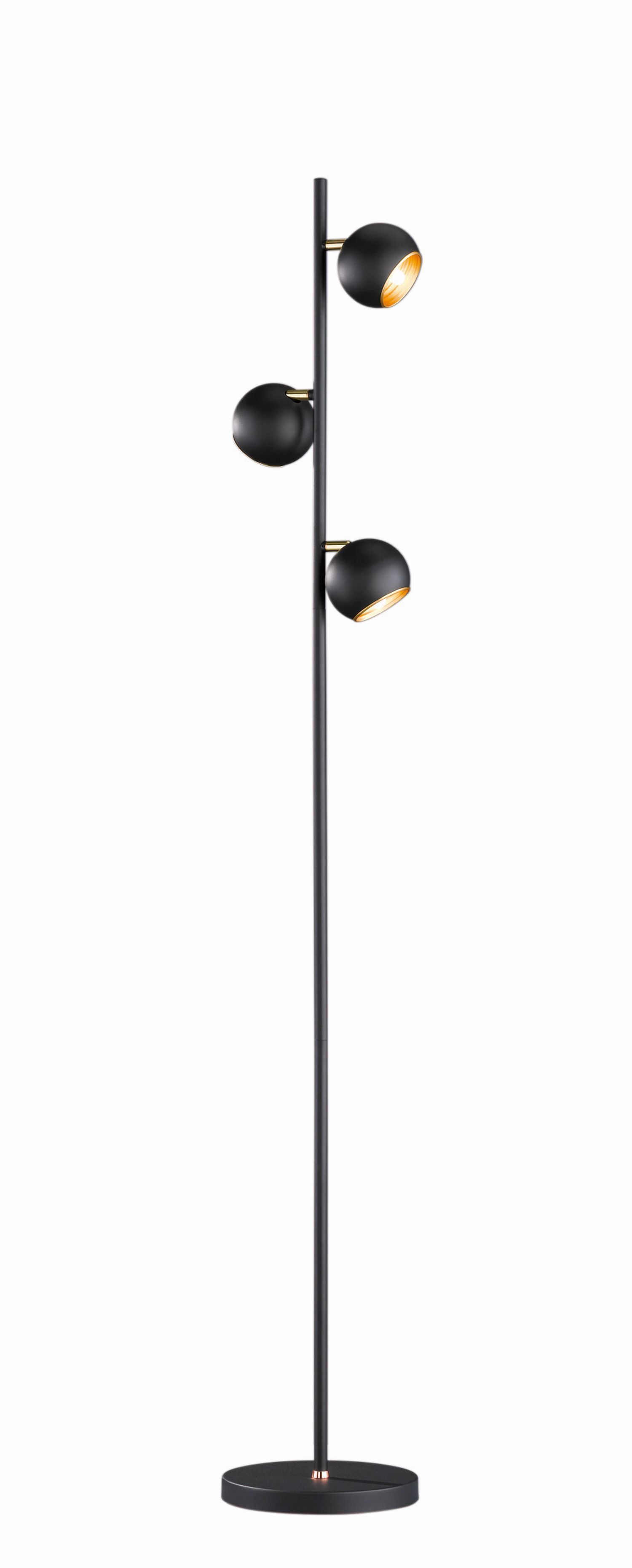 Kleine Stehlampe Metall G9 155 cm hoch in Schwarz Gold