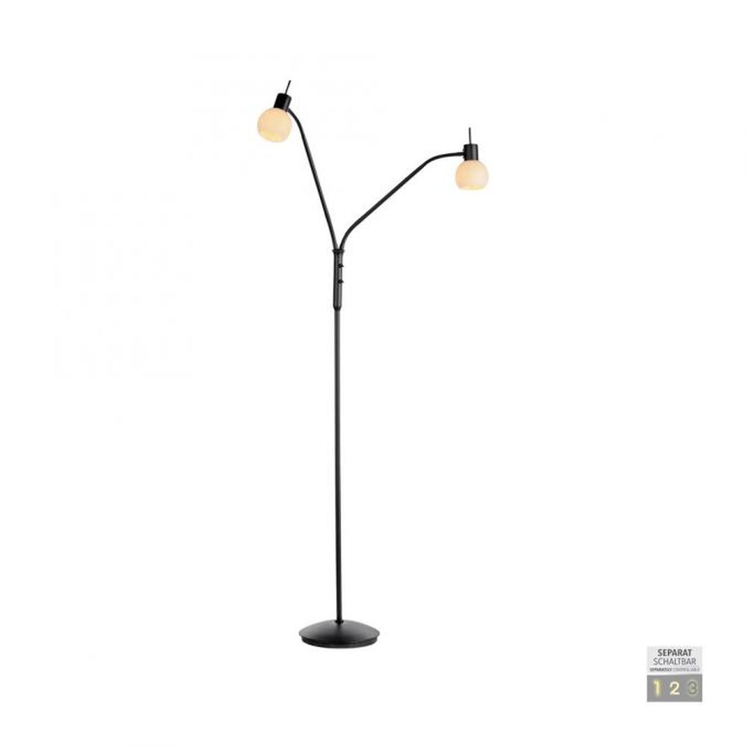 Flexible Stehleuchte Glas Metall 170 cm inkl E14 3000 K