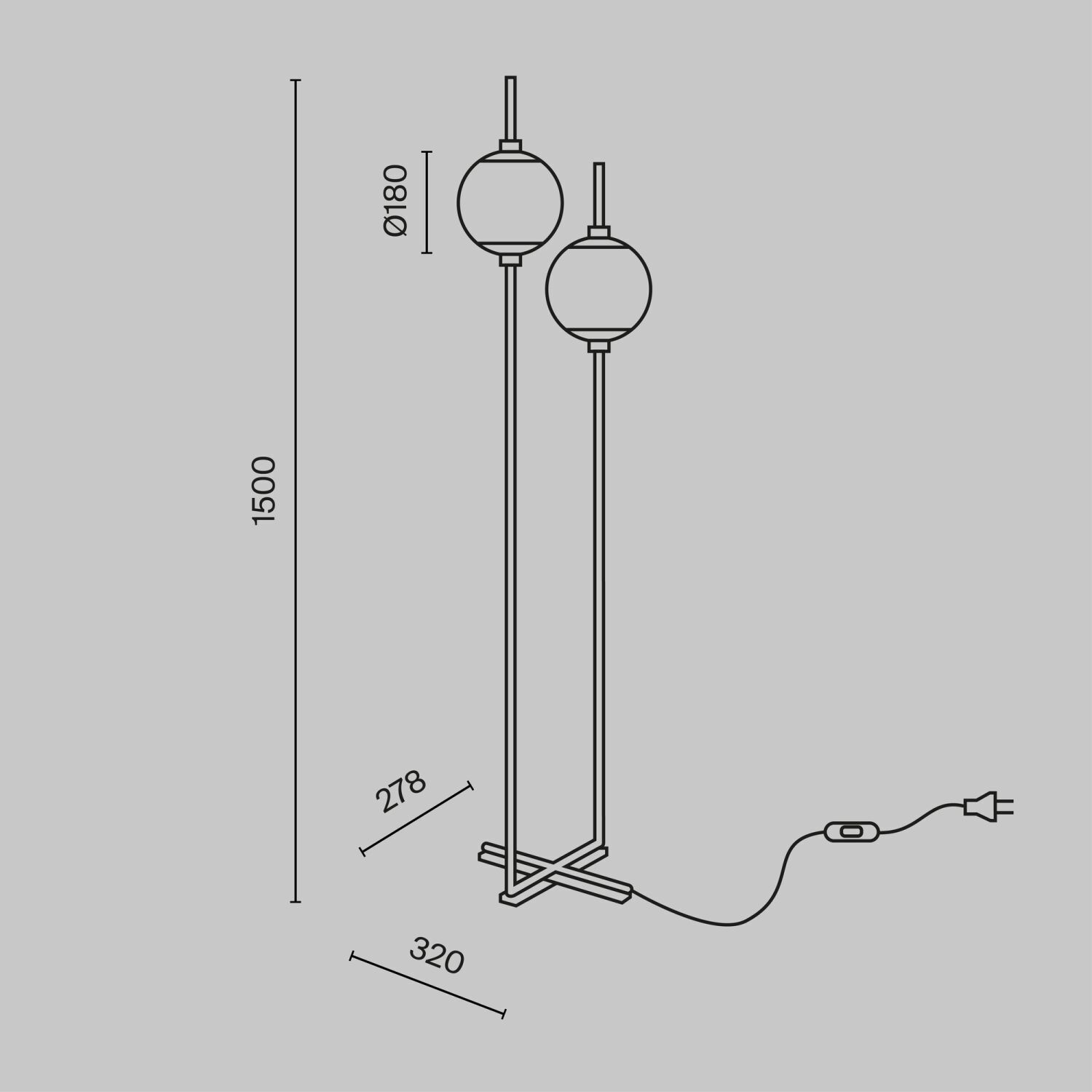 Stehlampe LED Metall Glas 150 cm Schwarz Weiß 750 lm