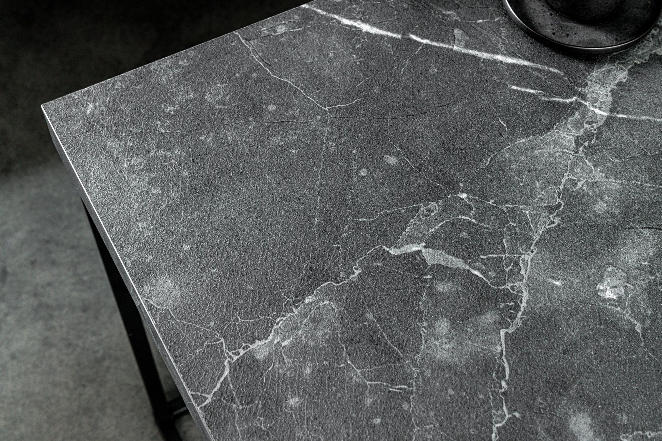 Beistelltisch quadratisch Schwarz 40 x 40 cm Marmor Optik Schiefer, Fußboden, Mobiliar, Tabelle, Tischplatte