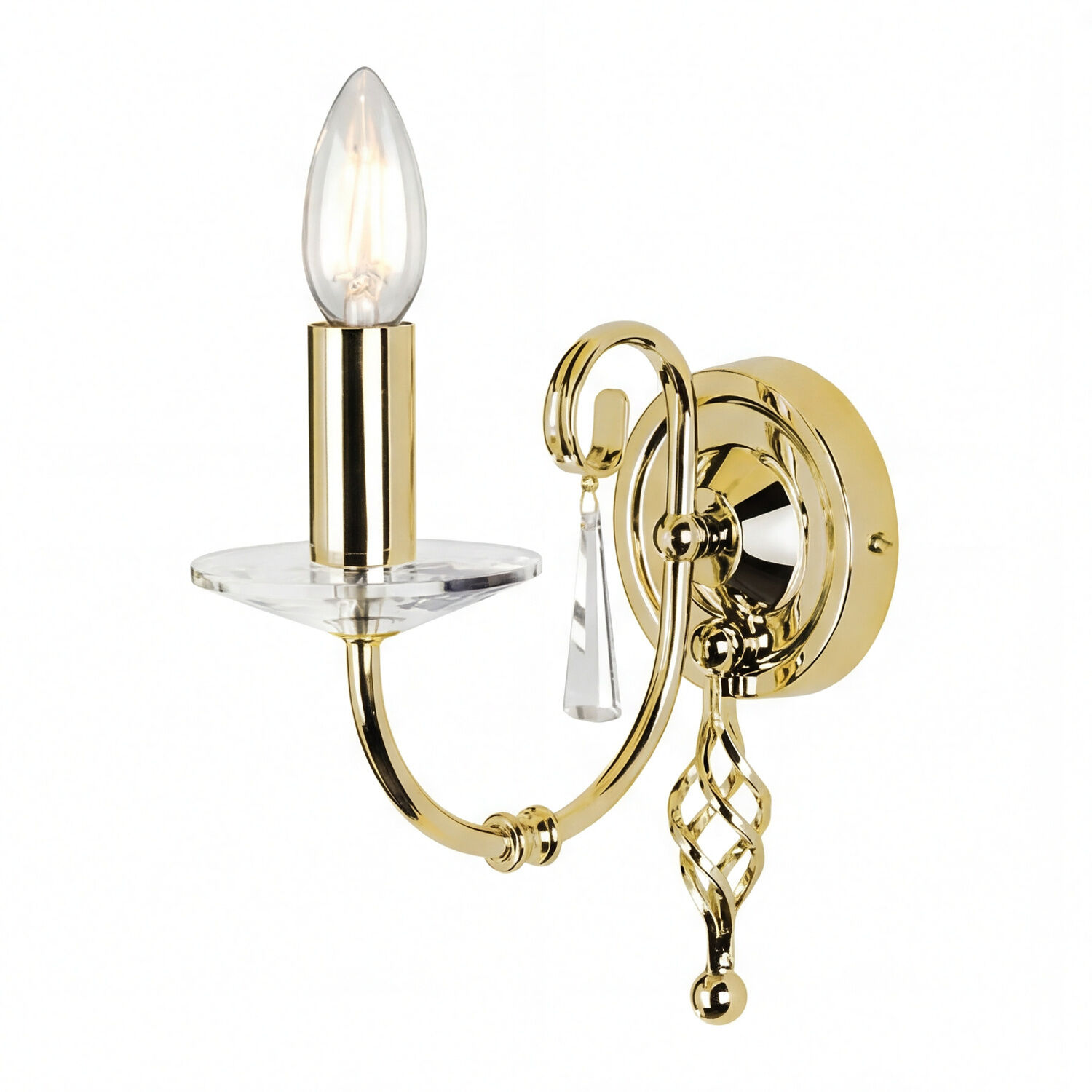 Premium Wandleuchte Glas Kristall E14 Klassisch Messing