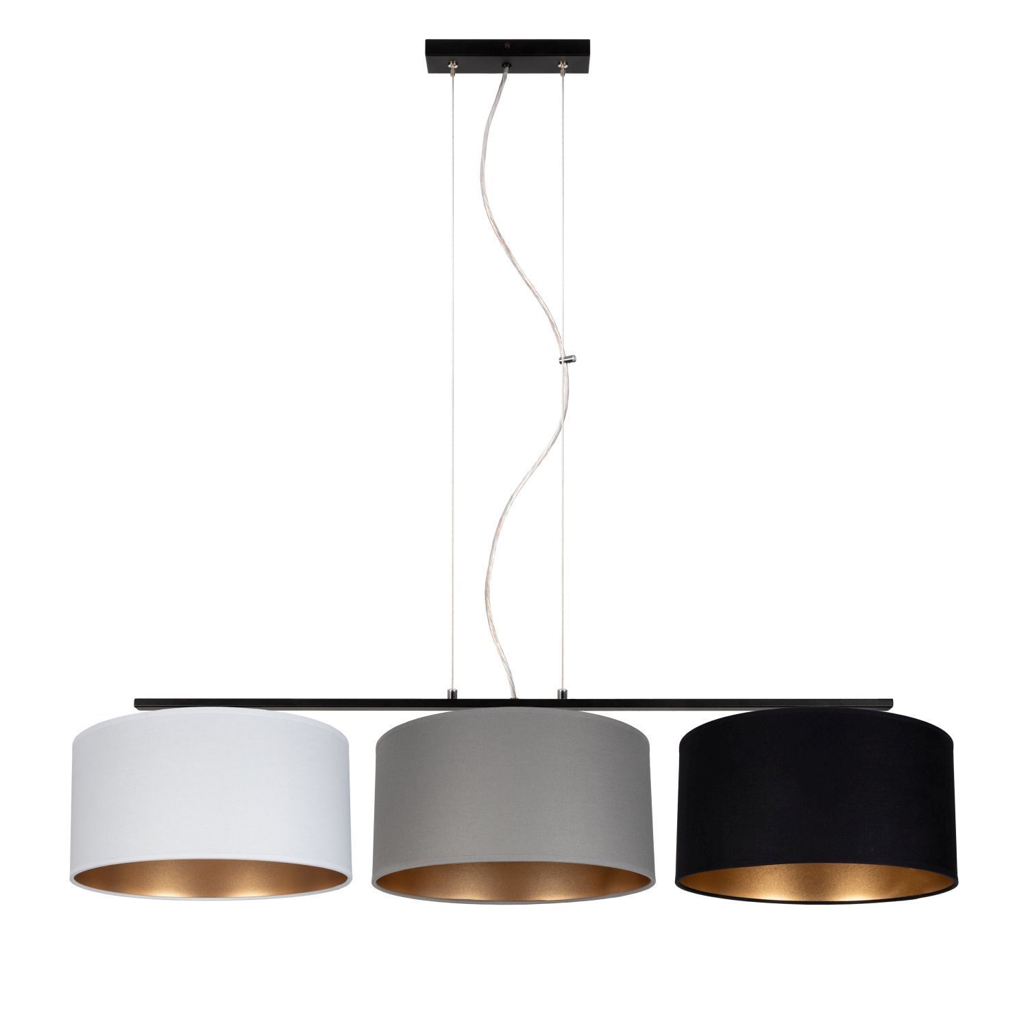 hängelampe, dreifach lampenschirm, kabelteiler, metalldraht, neutralfarben