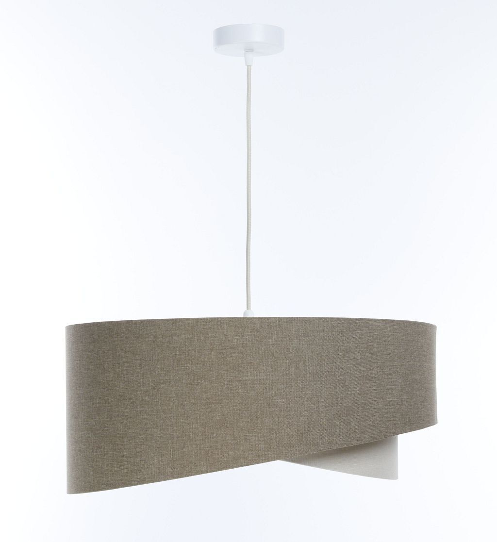 Lampe à suspendre tissu Ø 60 cm rond grand brun crème Moderne Lampe, Kronleuchter