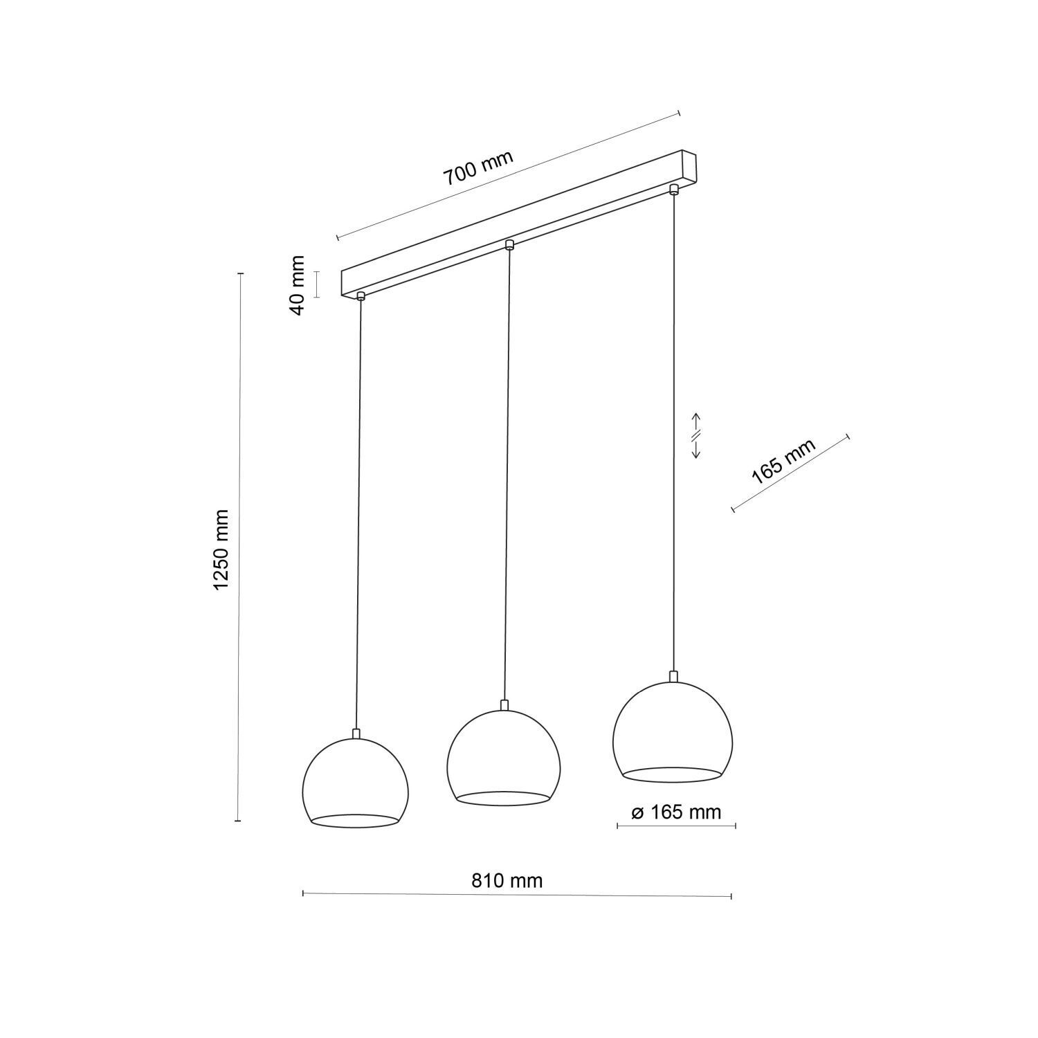 Pendelleuchte Schwarz 3-flammig E27 L: 81 cm höhenverstellbar Diagramm, Handlung, Messungen