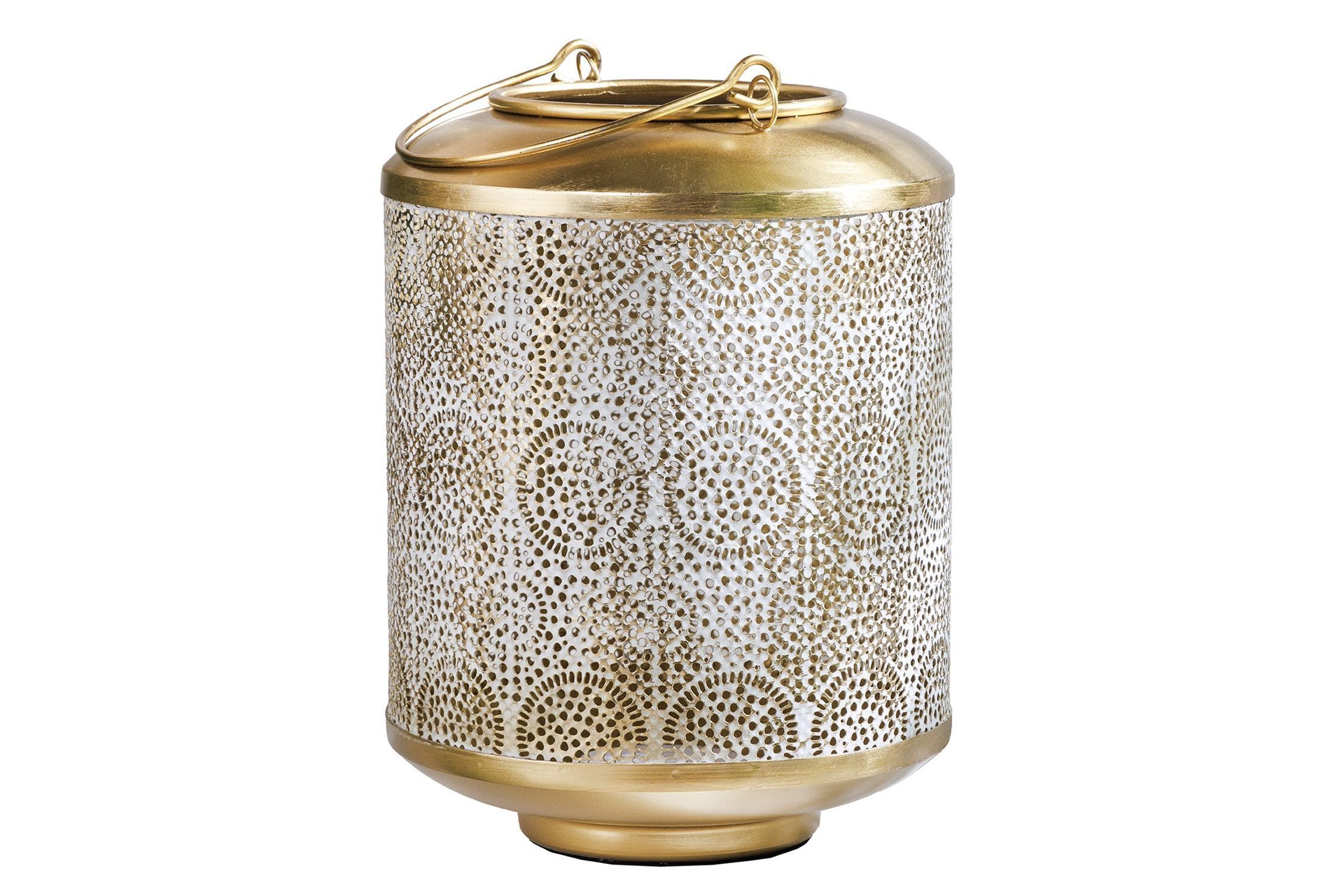 Lanterne Fer Ø 18 cm Blanc Or Artisanat REMUS Krug, Töpferei, Zinn, Flasche, Shaker