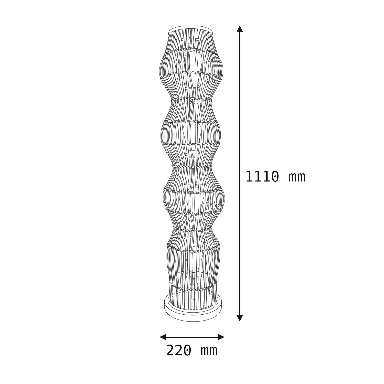 Rattan-Lampe, Korb-Lampe, Hohes Licht, Innentischlampe, Geflecht Muster
