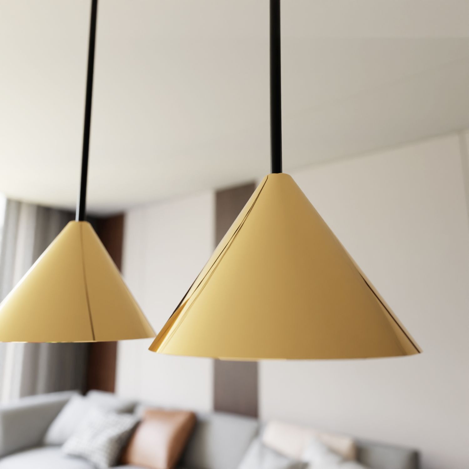 Hängeleuchte Schwarz Gold B: 90 cm H: max. 100 cm verstellbar Lampe, Lampenschirm
