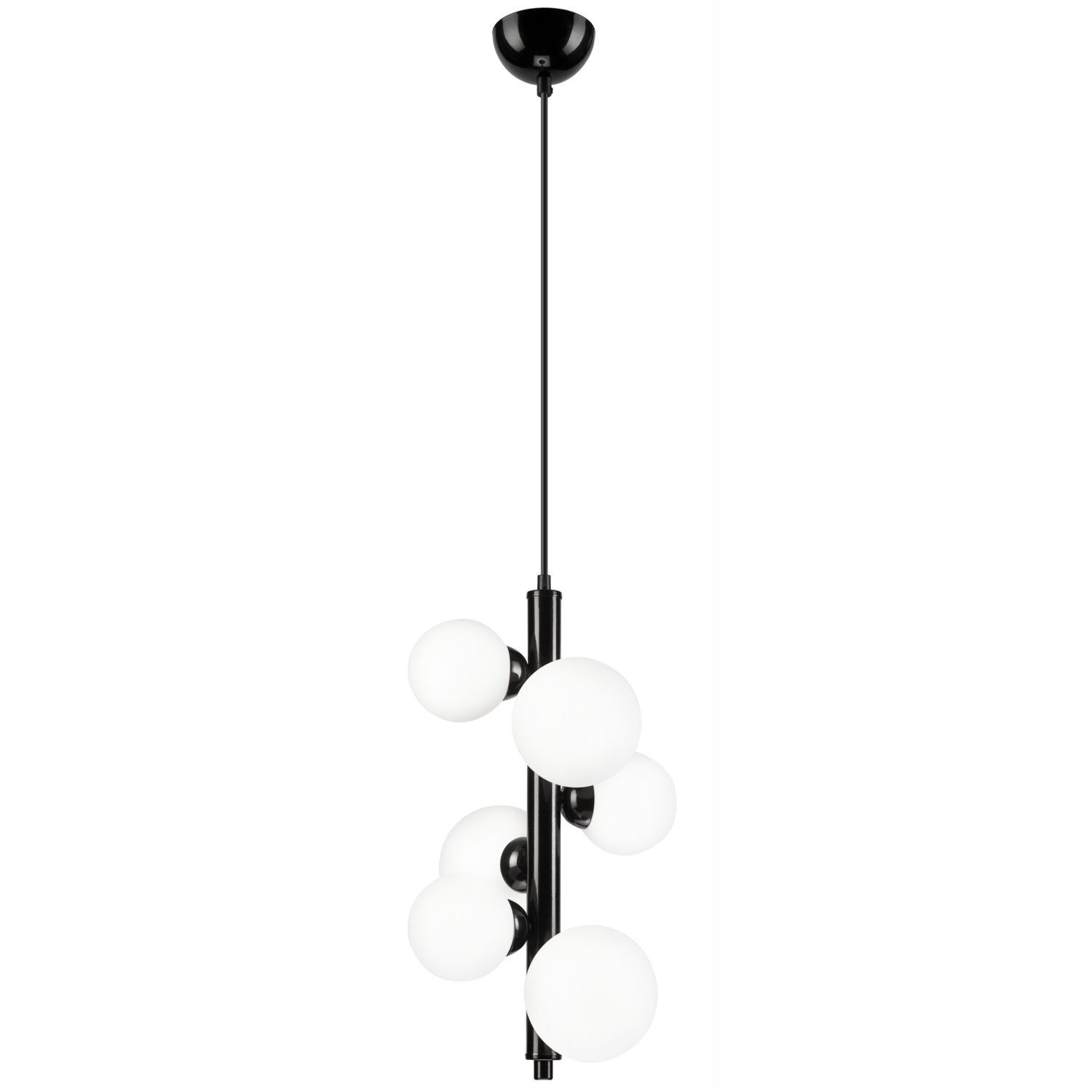 Lampe à suspendre verre métal noir blanc 6 flammes E27 Moderne