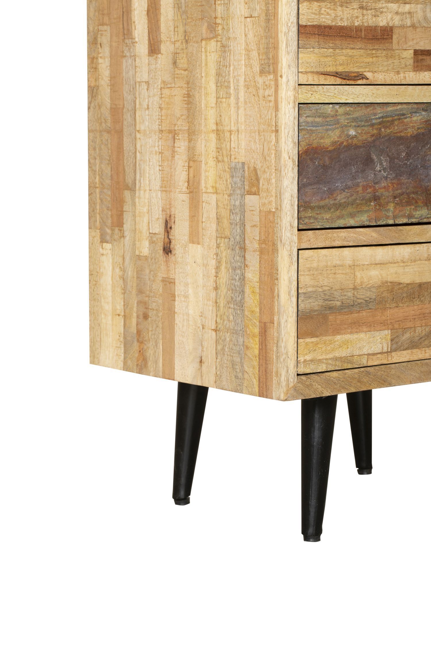 Kommode Holz Stahl H: 112 cm Modern dekorativ Moebel, Anrichte, Kabinett, Schublade, Holz
