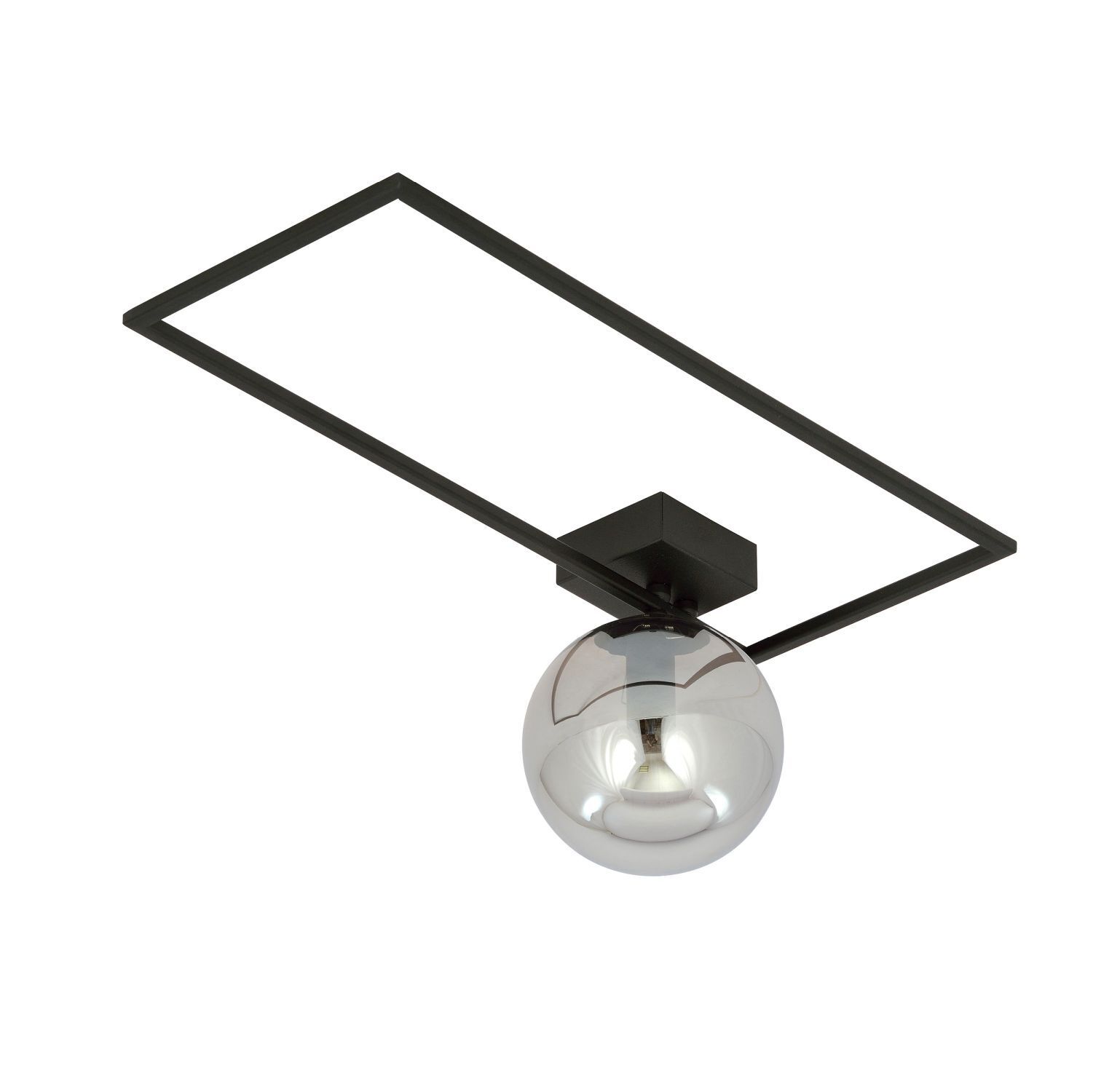 Deckenlampe Kugelschirm L: 50 cm Schwarz Grau E14 Glas Metall